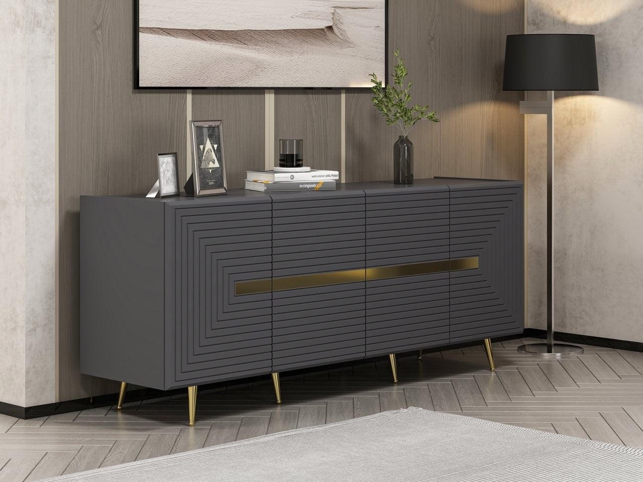 Mesa de Consola Antracite 180cm - Design Moderno em Melamina de Alta Qualidade