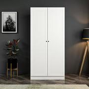 Guarda-roupa – 90 cm x 190 cm x 52 cm – Branco – Painel de partículas revestido a melamina