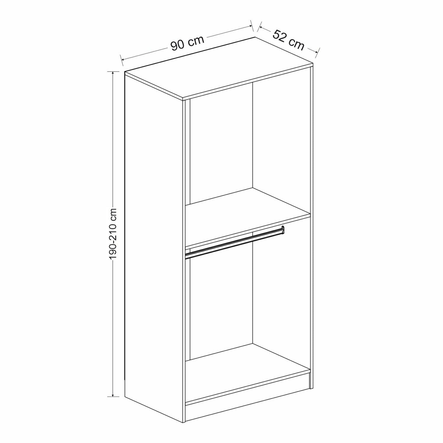 Guarda-roupa – 90 cm x 190 cm x 52 cm – Branco – Painel de partículas revestido a melamina