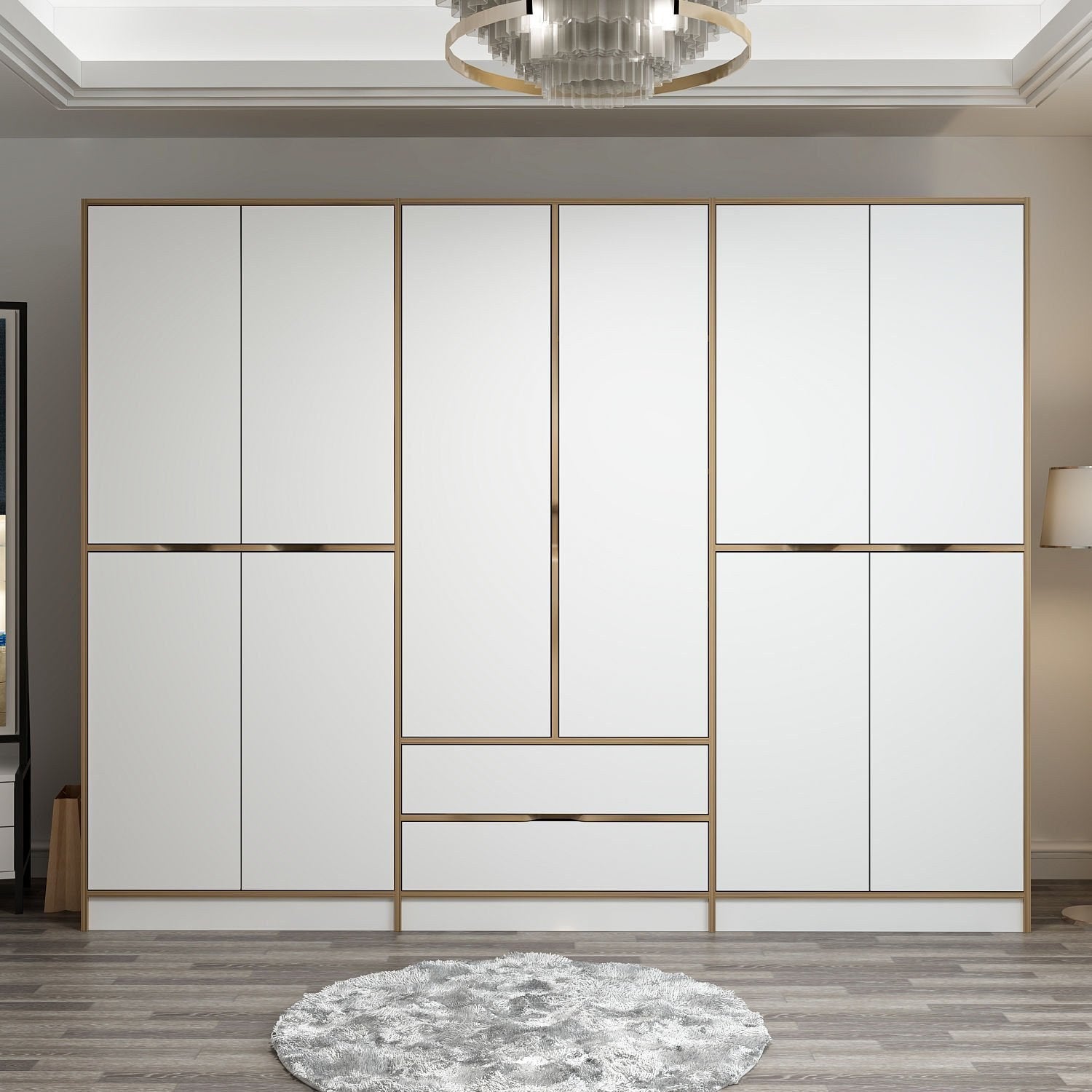 Guarda-roupa – 277 cm x 208 cm x 52 cm – Dore – MDF revestido em melamina