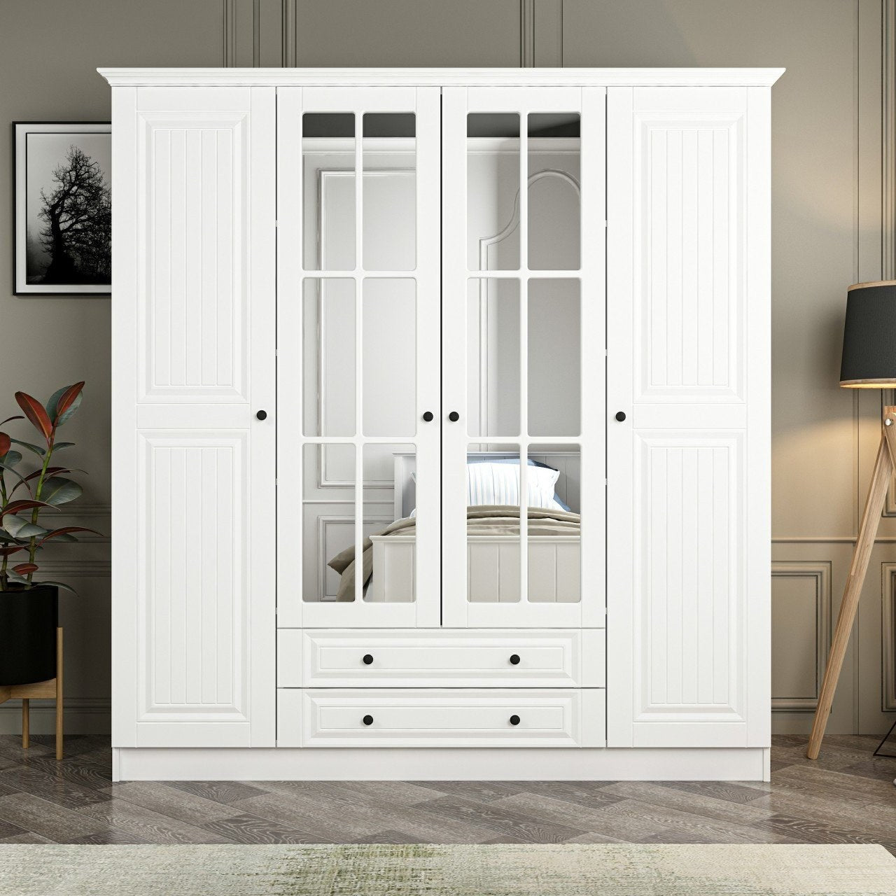 Guarda-roupa – 180 cm x 190 cm x 52 cm – Branco – Painéis de partículas revestidos a melamina