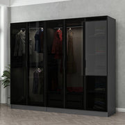 Guarda-roupa – 225 x 210 x 52 cm – Antracite e preto – Painéis de partículas revestidos a melamina