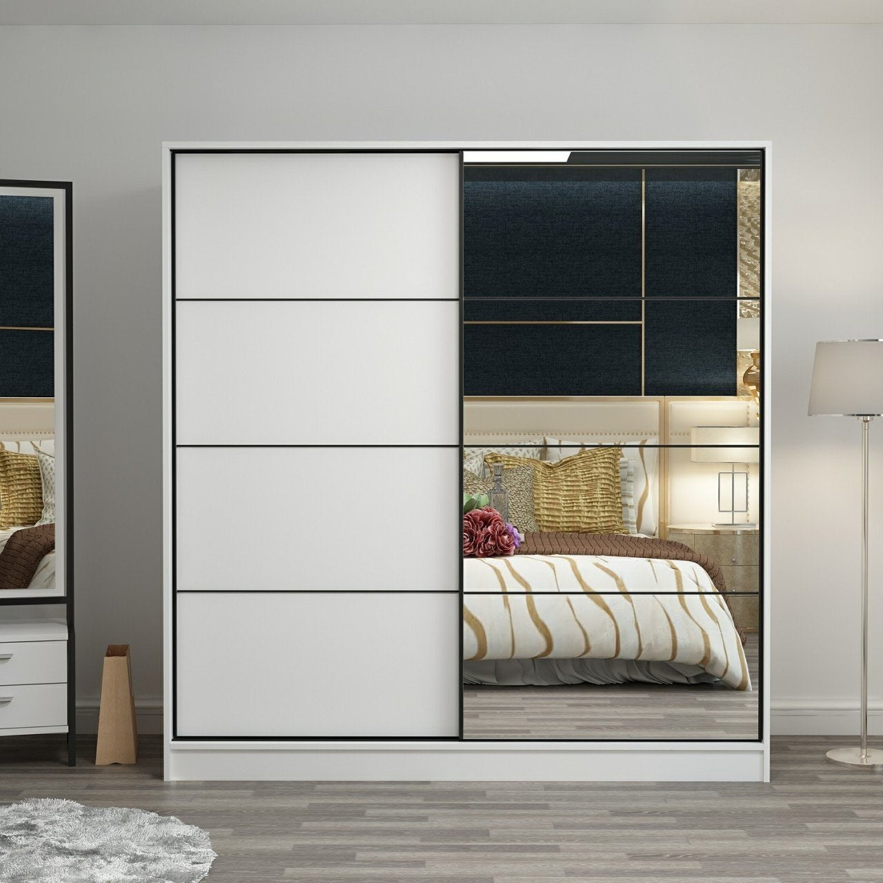 Guarda-roupa – 180 x 210 x 52 cm – Branco – Painel de partículas revestido em melamina