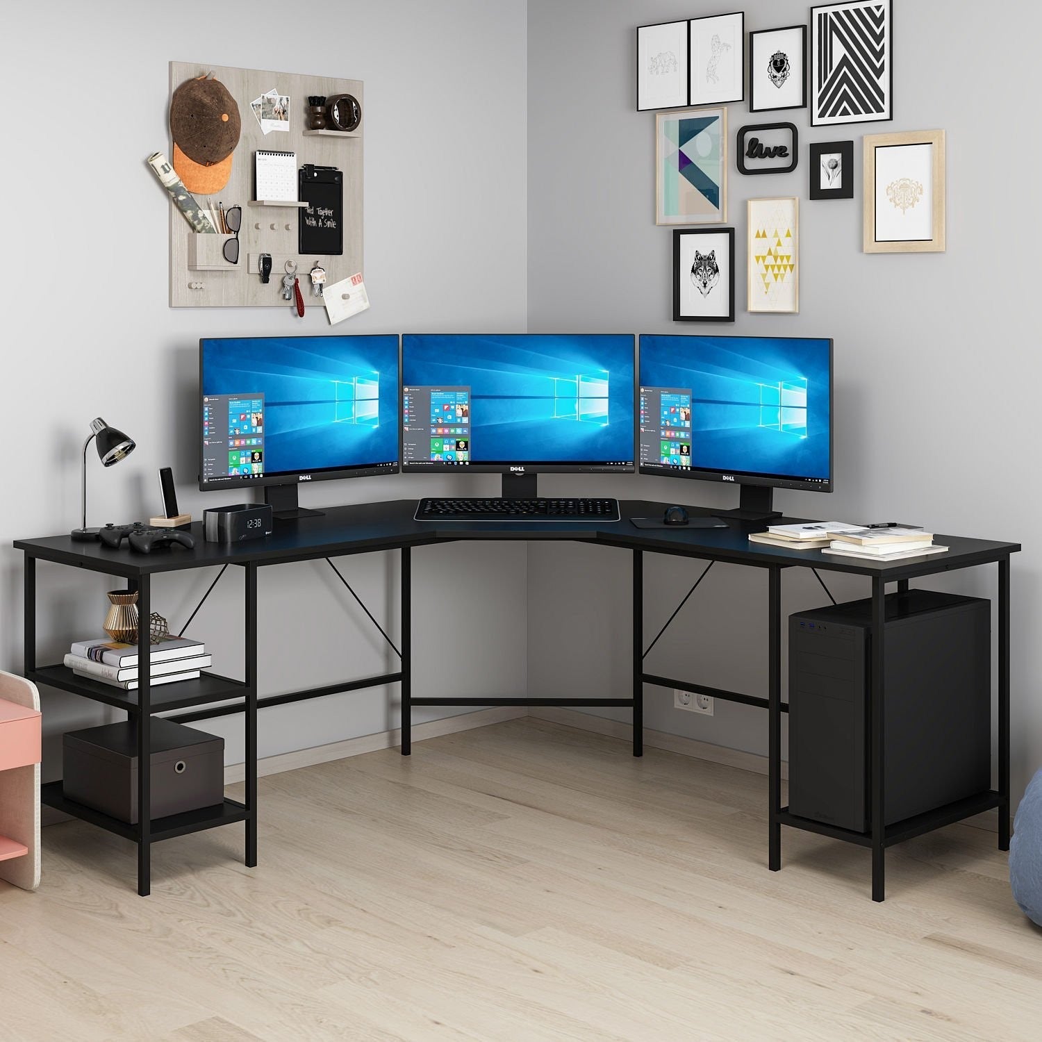 Secretária de Estudo – 180 x 76 x 60 cm – Preto – Painel de Partículas revestido a Melamina
