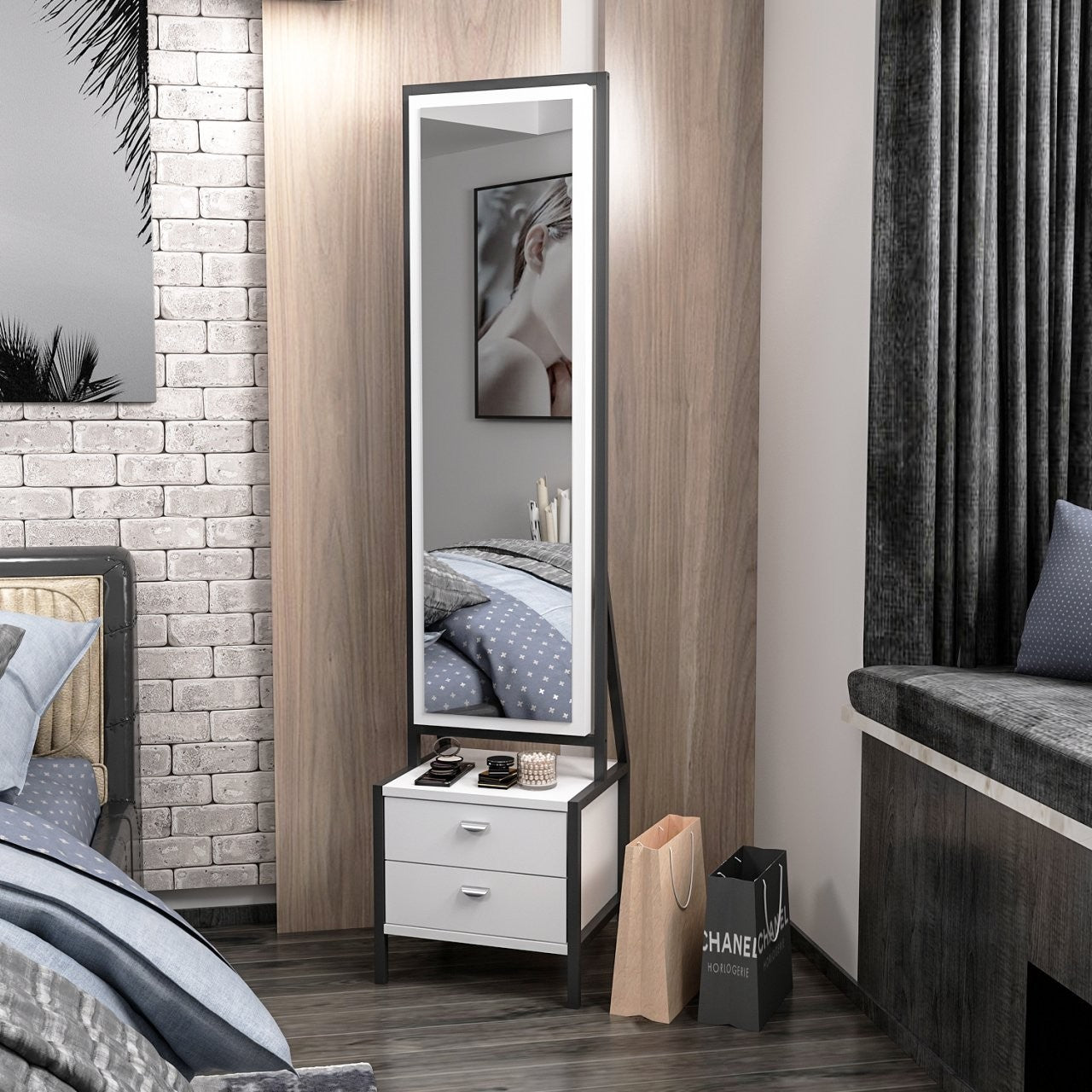 Toucador – 41 cm x 170 cm x 35 cm – Branca – Painel de partículas revestido a melamina