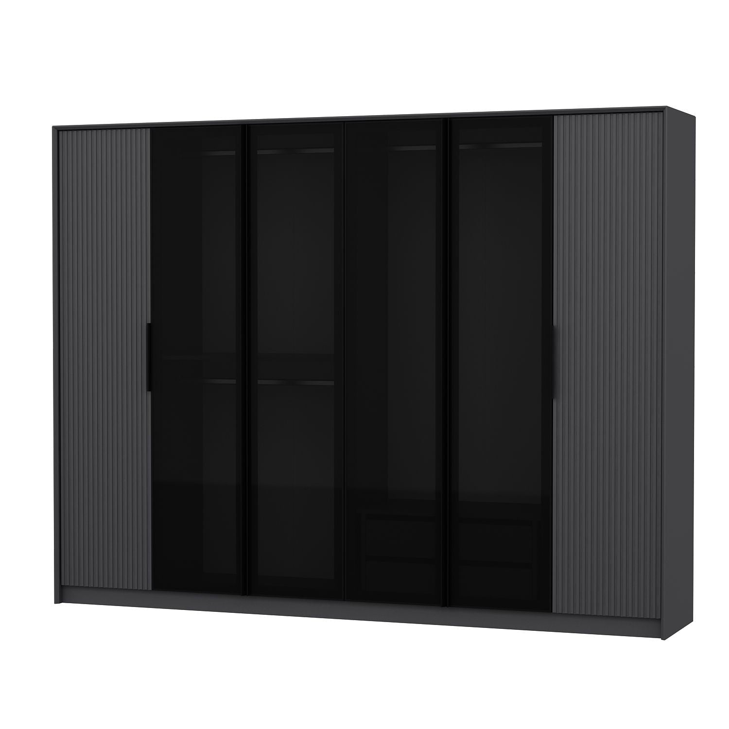 Guarda-roupa de partículas revestido de melamina – 274 cm x 210 cm x 52 cm – Antracite