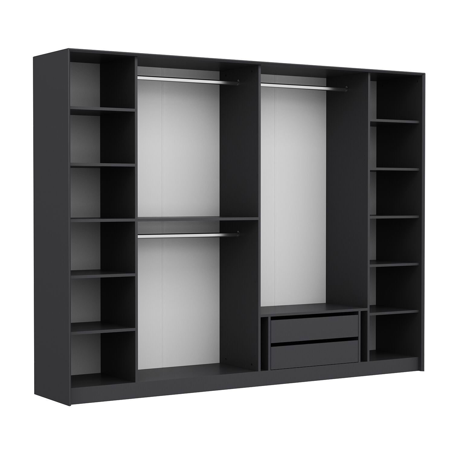 Guarda-roupa de partículas revestido de melamina – 274 cm x 210 cm x 52 cm – Antracite