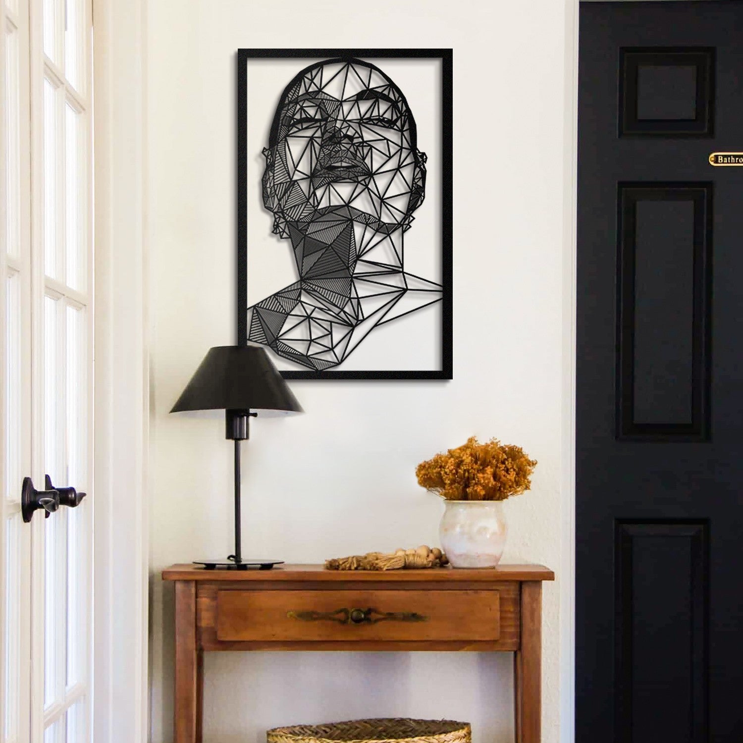 Acessório de parede decorativo de metal preto elegante, 45 x 70 cm | 100% aço, 1,5 mm de espessura | Leve 0,8 kg | Perfeito para decoração moderna de casa