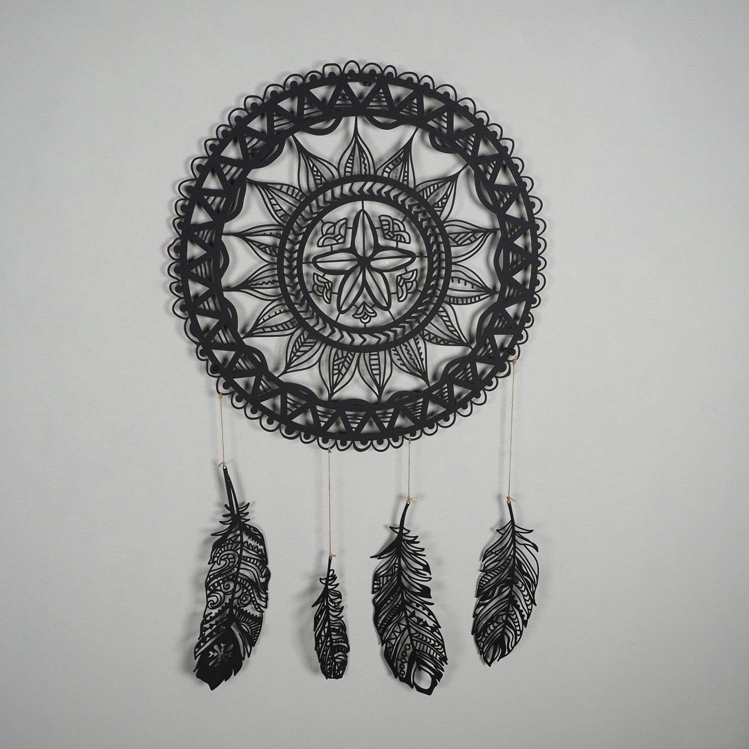 Dreamcatcher em Aço Preto 49x49 cm — Acessório Decorativo de Parede 100% Aço, 1,5 mm (APT121MS)