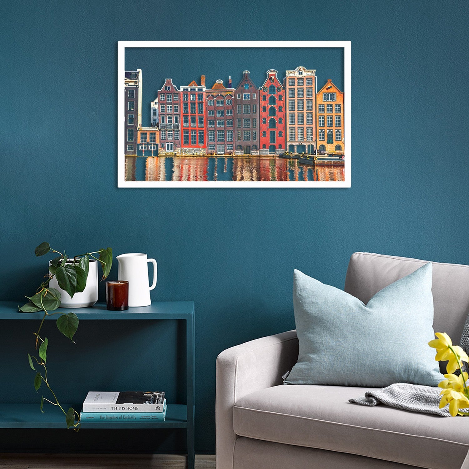 Elegante acessório decorativo de parede em metal branco, 45 x 70 cm | 100% aço, 1,5 mm de espessura | Leve 0,8 kg | Perfeito para decoração moderna de casa