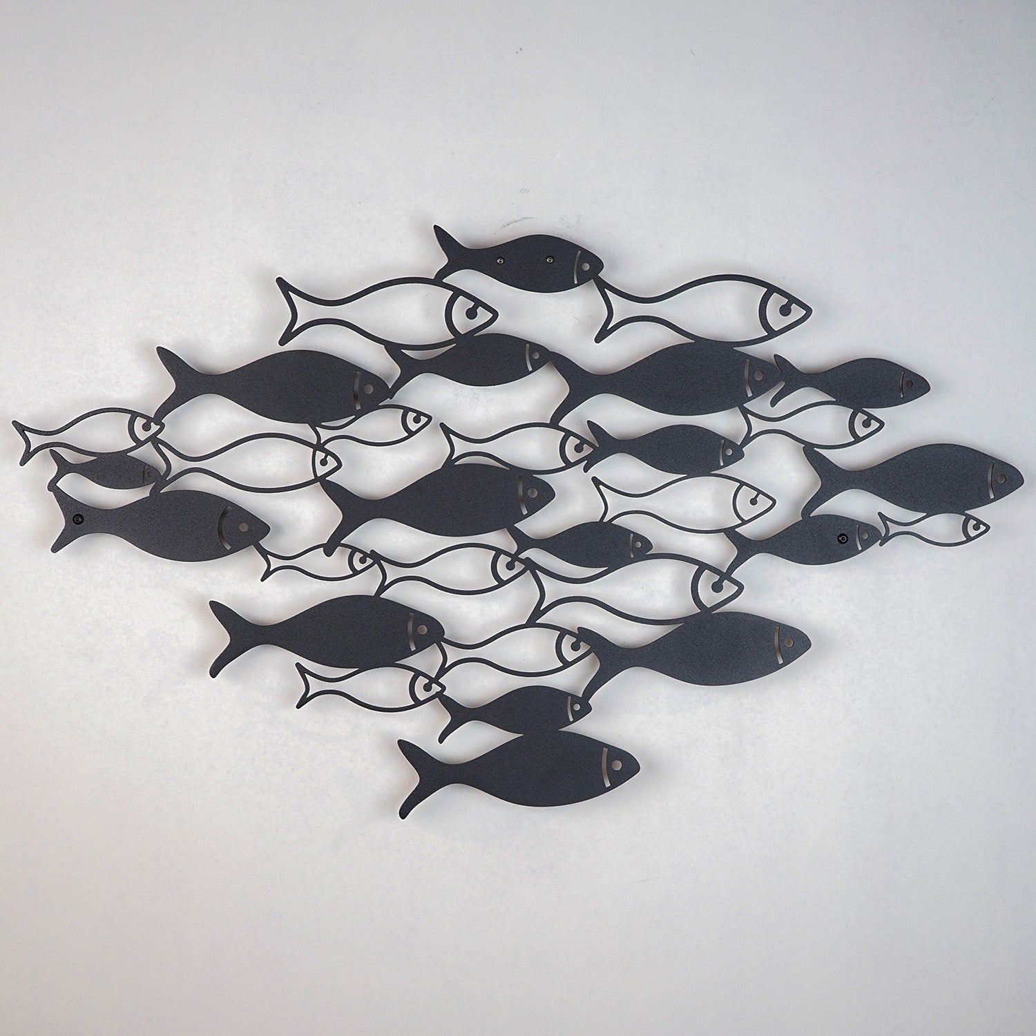 Cardume – Acessório Decorativo de Parede em Aço Preto, 41 x 70 cm (100% aço, 1,5 mm)