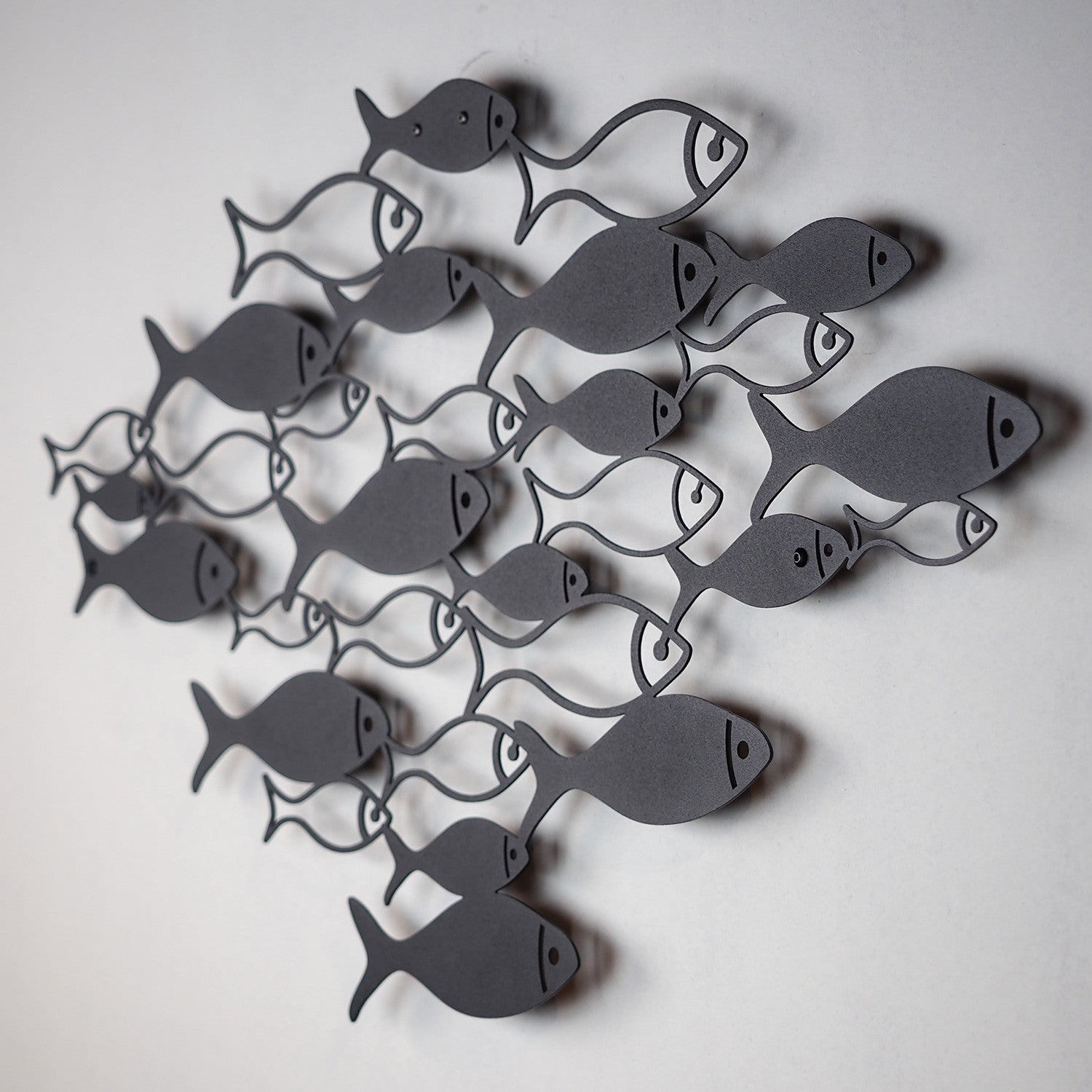 Cardume – Acessório Decorativo de Parede em Aço Preto, 41 x 70 cm (100% aço, 1,5 mm)