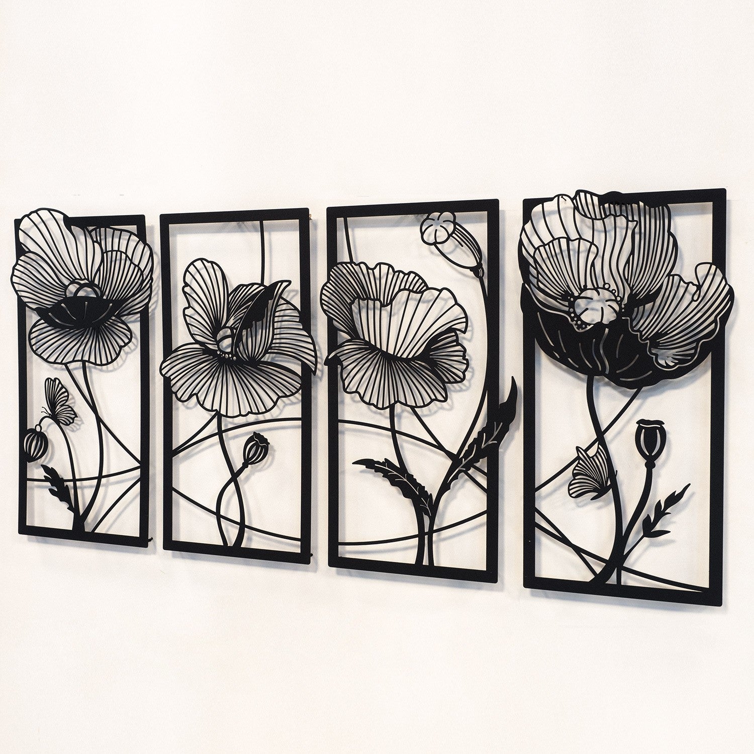 Blossom - Acessório Decorativo de Parede em Aço Preto (1,5 mm) 63 x 135 cm