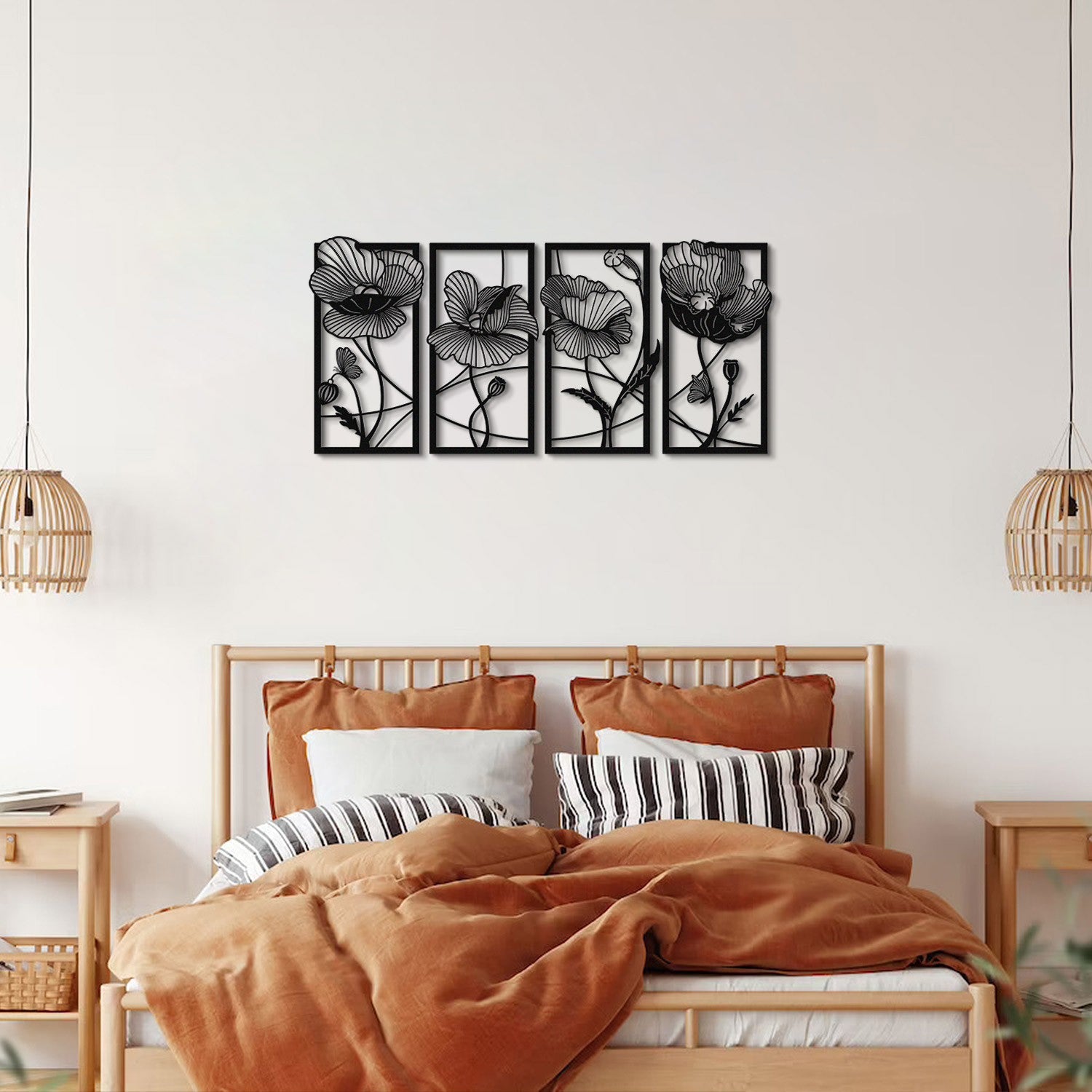 Blossom APT573MS – Acessório Decorativo de Parede em Metal, Preto, 95 x 46 cm (100% Aço, 1,5 mm)