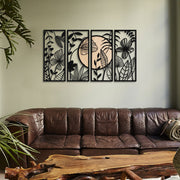 Acessório Decorativo de Parede em Metal Ginkgo Wood, 100% Aço (1,2 mm), Preto/Bege, 29x68 cm – APT601MS