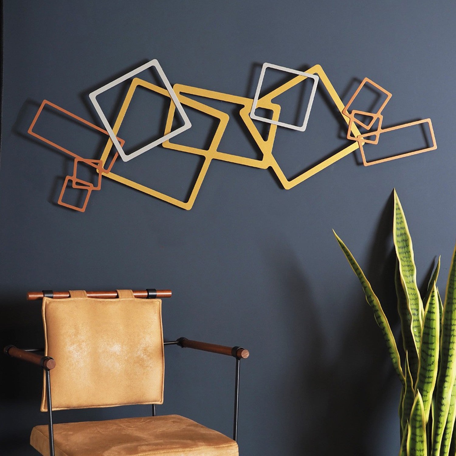 Acessório Decorativo de Parede em Metal — 100% Aço, 45x116 cm — Ouro, Prata e Cobre