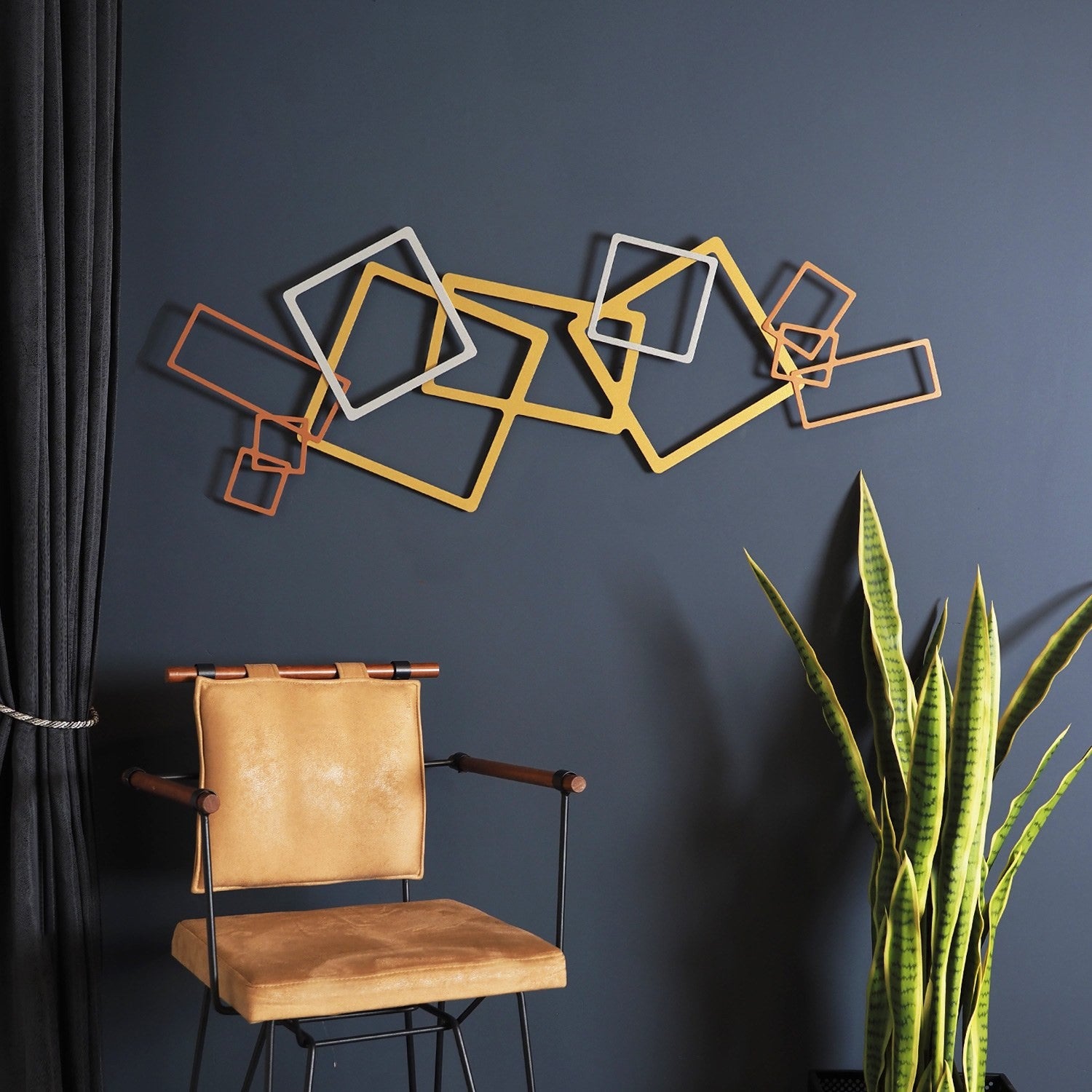 Acessório Decorativo de Parede em Metal — 100% Aço, 45x116 cm — Ouro, Prata e Cobre