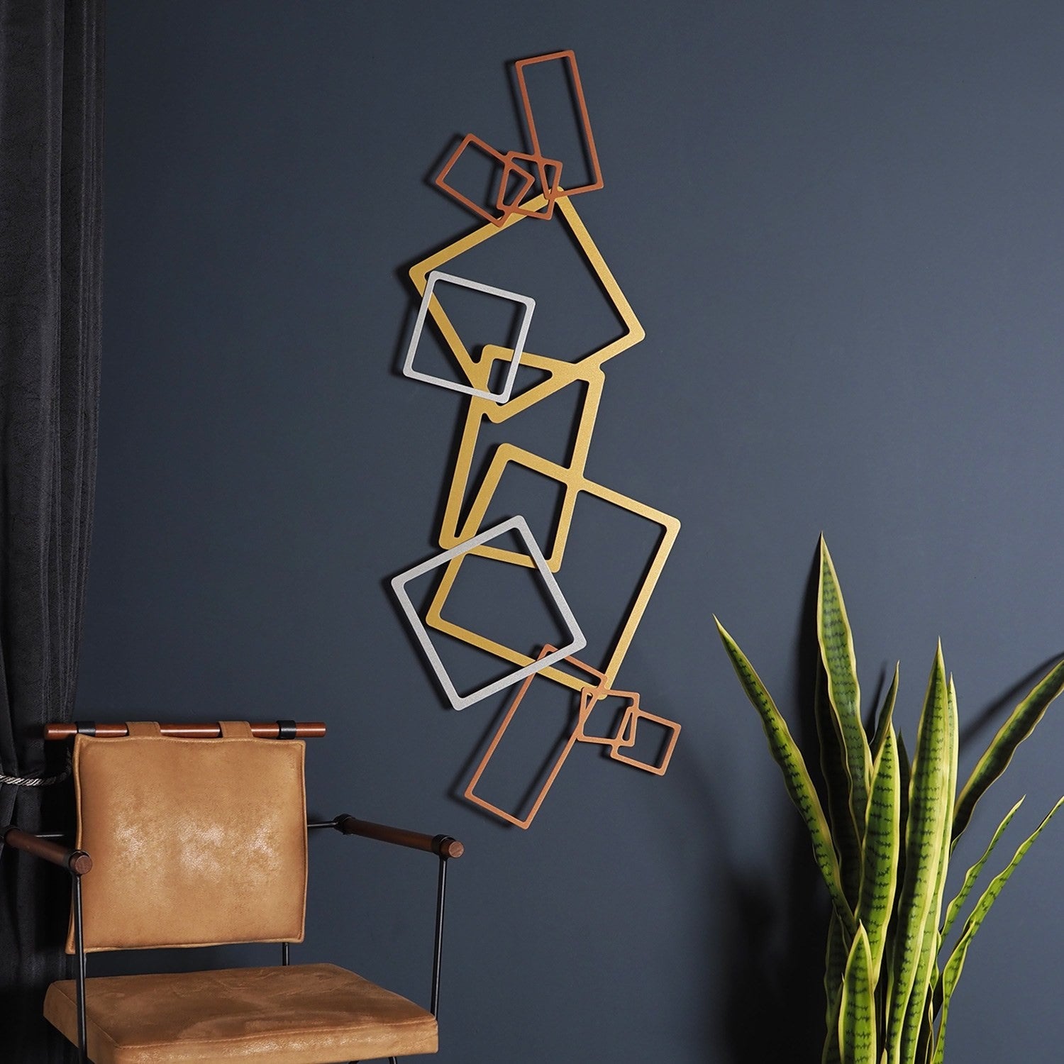 Acessório Decorativo de Parede em Metal — 100% Aço, 45x116 cm — Ouro, Prata e Cobre