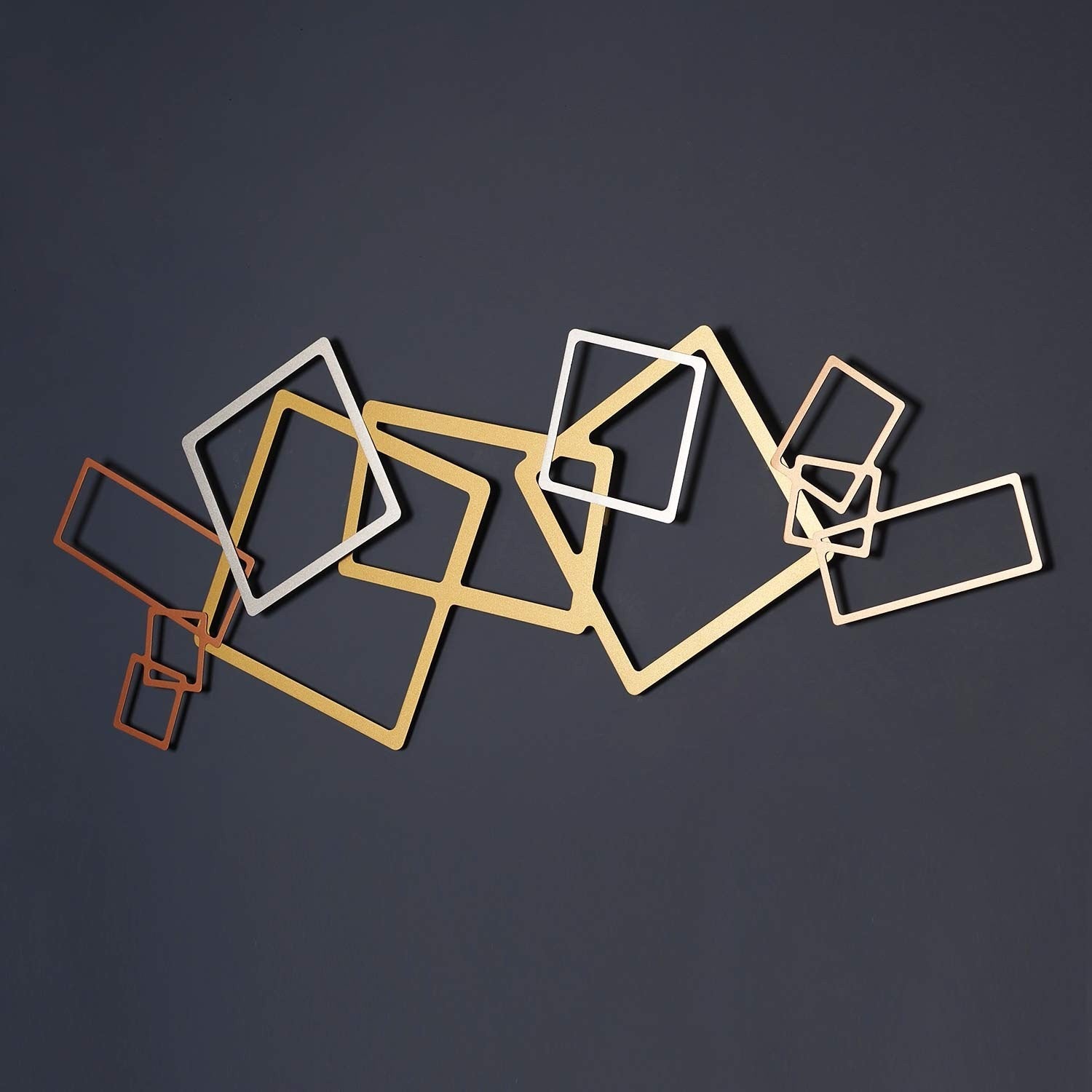 Acessório Decorativo de Parede em Metal — 100% Aço, 45x116 cm — Ouro, Prata e Cobre