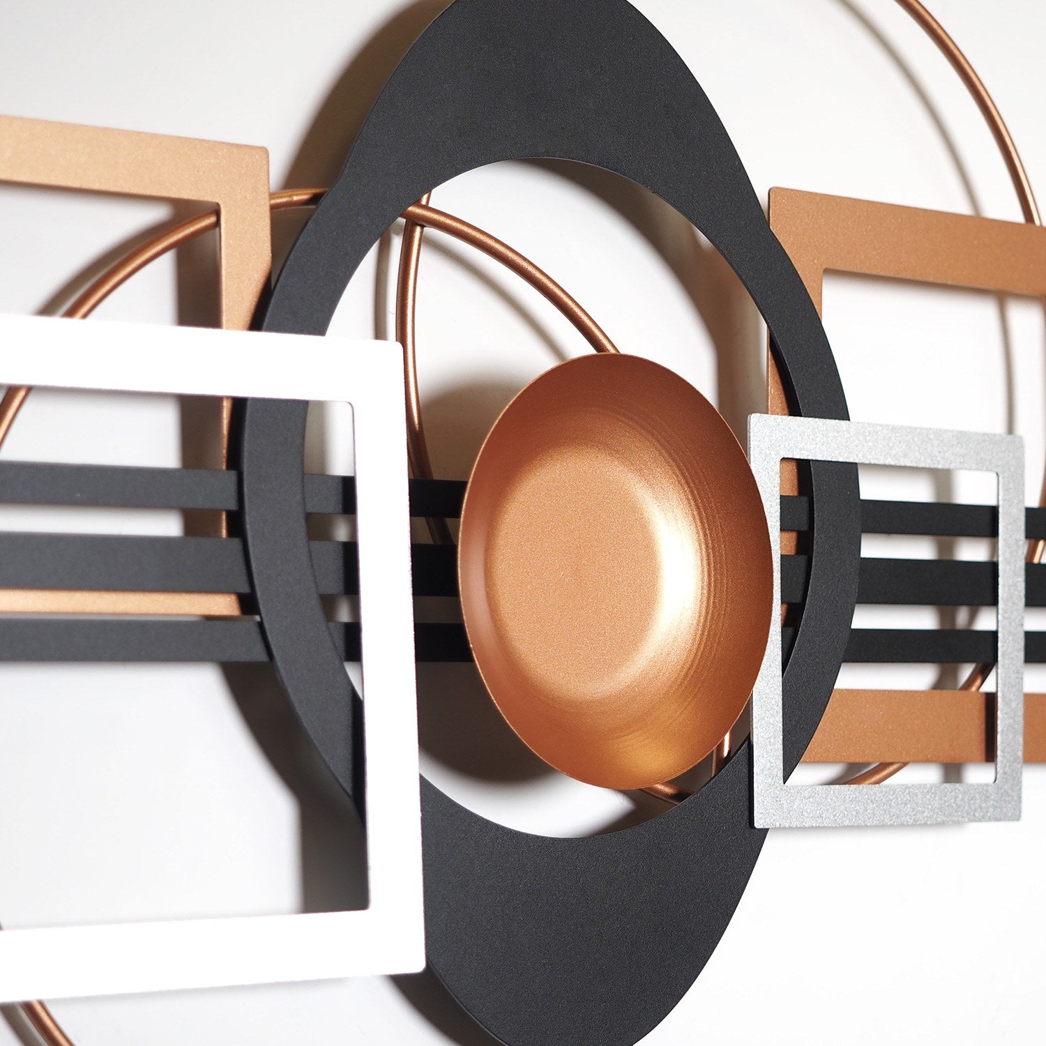 Acessório Decorativo de Parede em Metal APT754SGB (507ATP1217), 100% Aço 1,5 mm, 41x99 cm – Preto/Prata/Cobre
