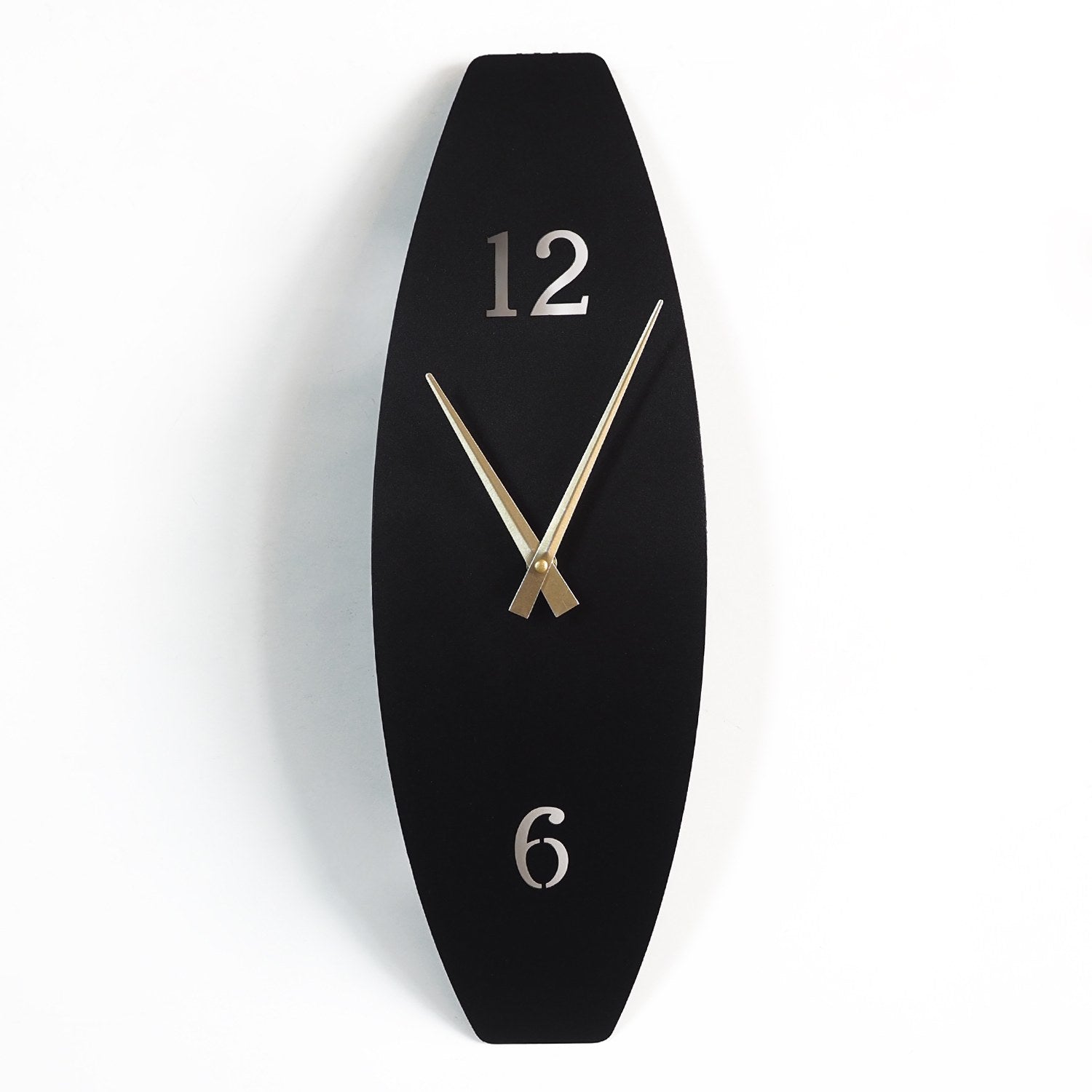 Relógio de Parede Decorativo em Metal Preto, Aço 100% (1 mm), Silencioso, 15x46 cm – APS137MS