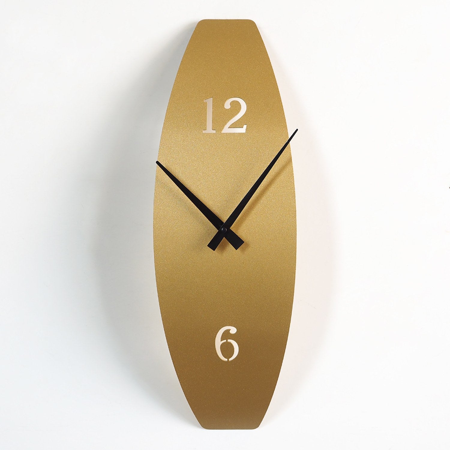 Relógio de Parede Decorativo em Metal Dourado (100% Aço), Silencioso, 15x46 cm – APS137MAA