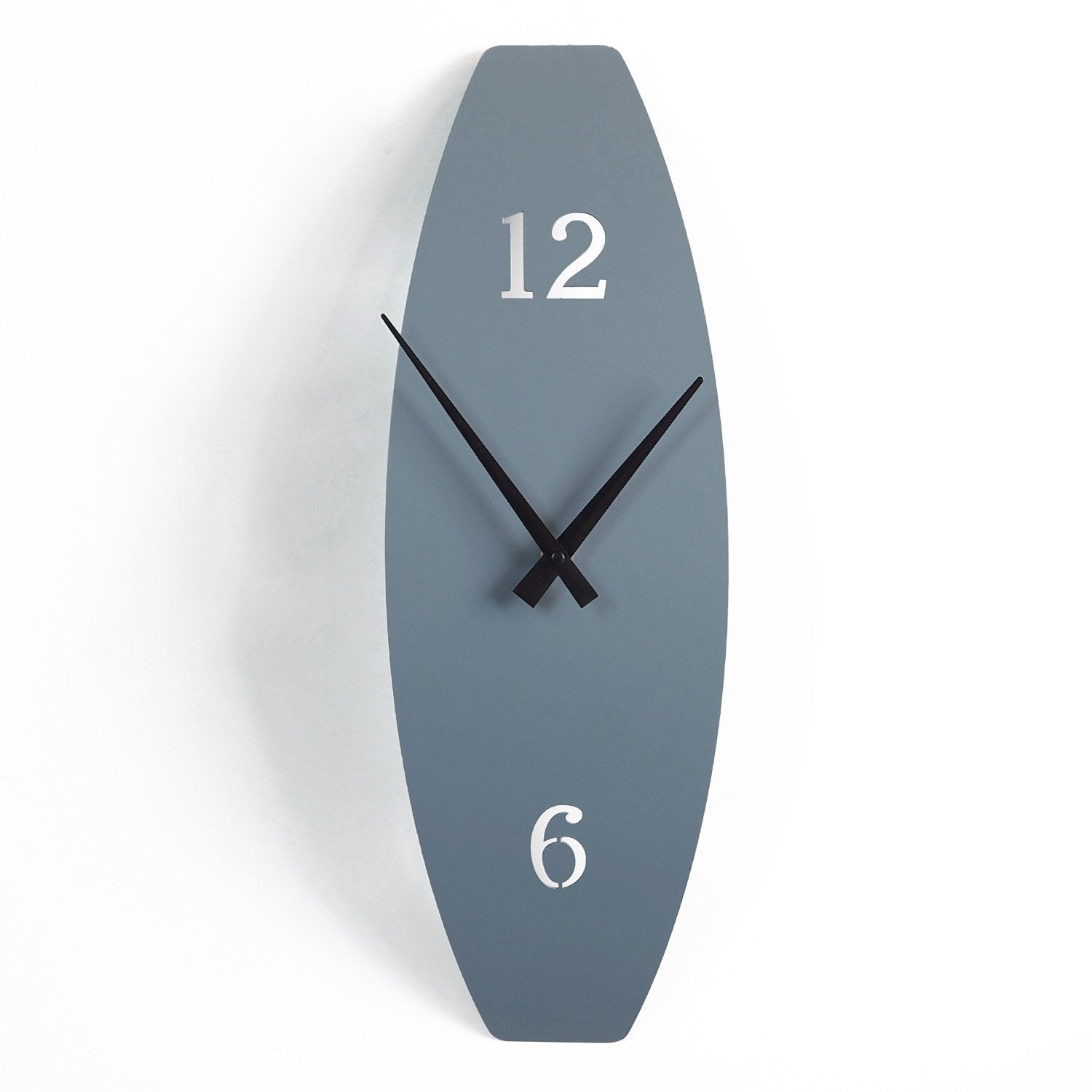 Relógio de Parede Decorativo em Metal Azul 15x46 cm, Mecanismo Silencioso, 100% Aço (1 mm) – APS137MCB
