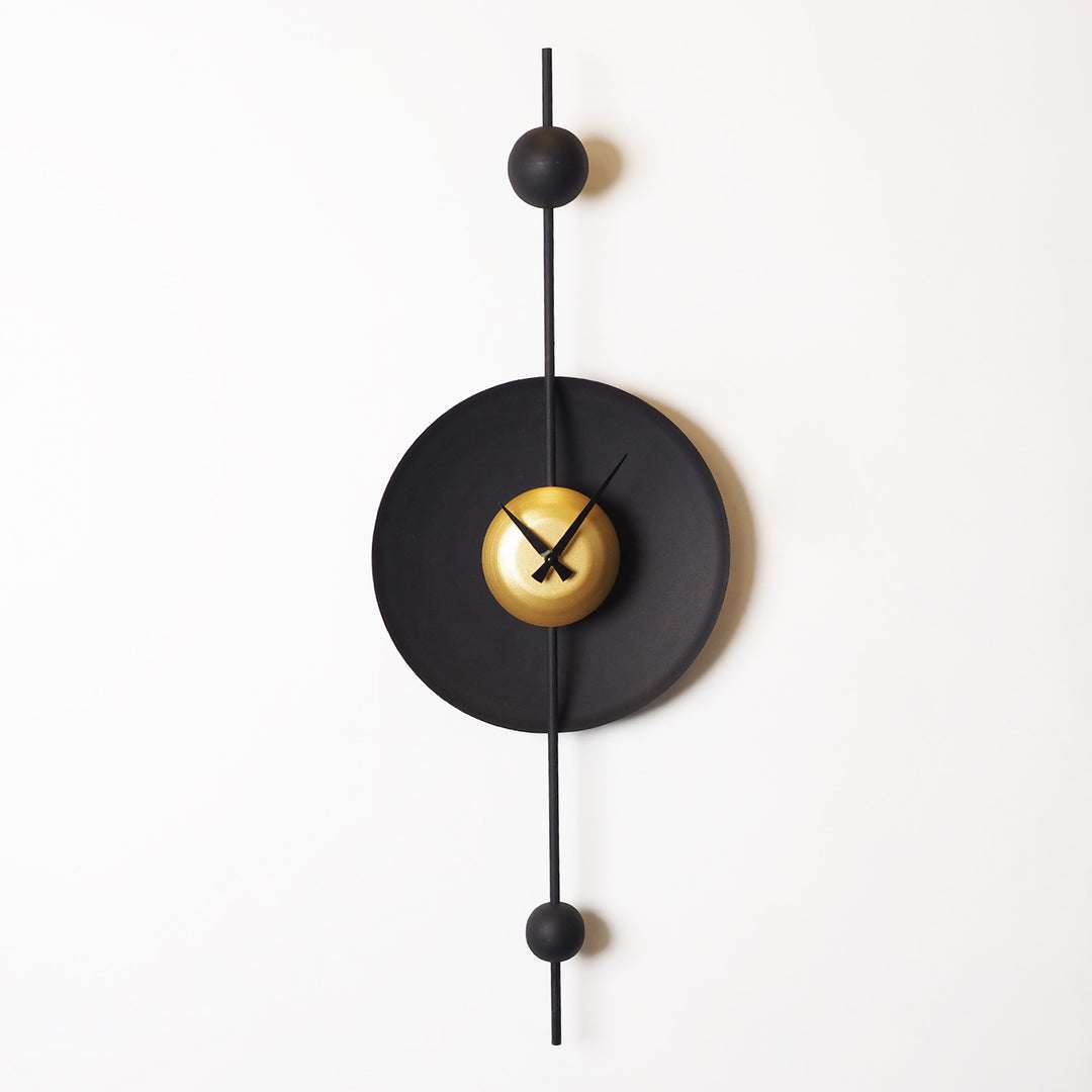 Relógio de Parede Decorativo em Metal (Aço 100%) Dourado/Preto, 36x99 cm, Mecanismo Silencioso