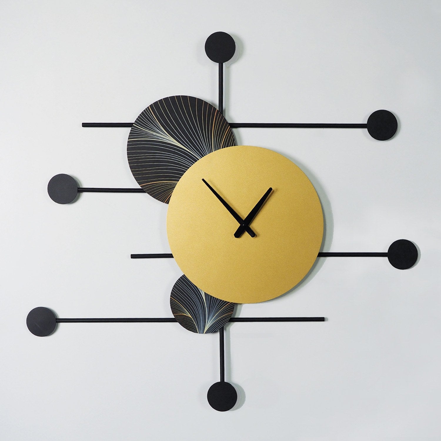 Relógio de Parede Decorativo em Aço 100% – Dourado e Preto, 36x99 cm, Mecanismo Silencioso (APS139LCA)