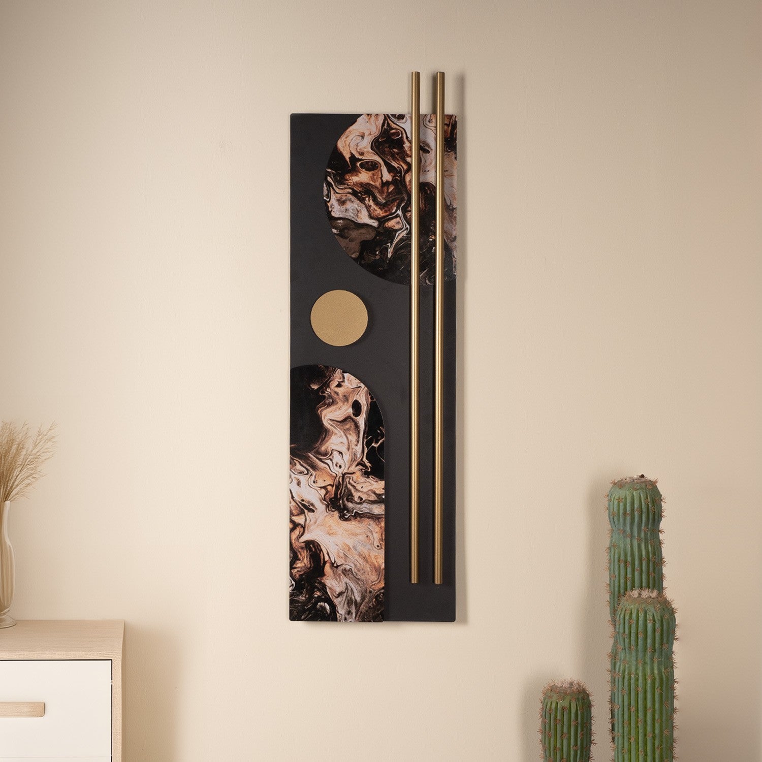 Barok APT809 Acessório Decorativo de Parede em Metal, Multicolor, Aço 100%, 31 x 104 cm