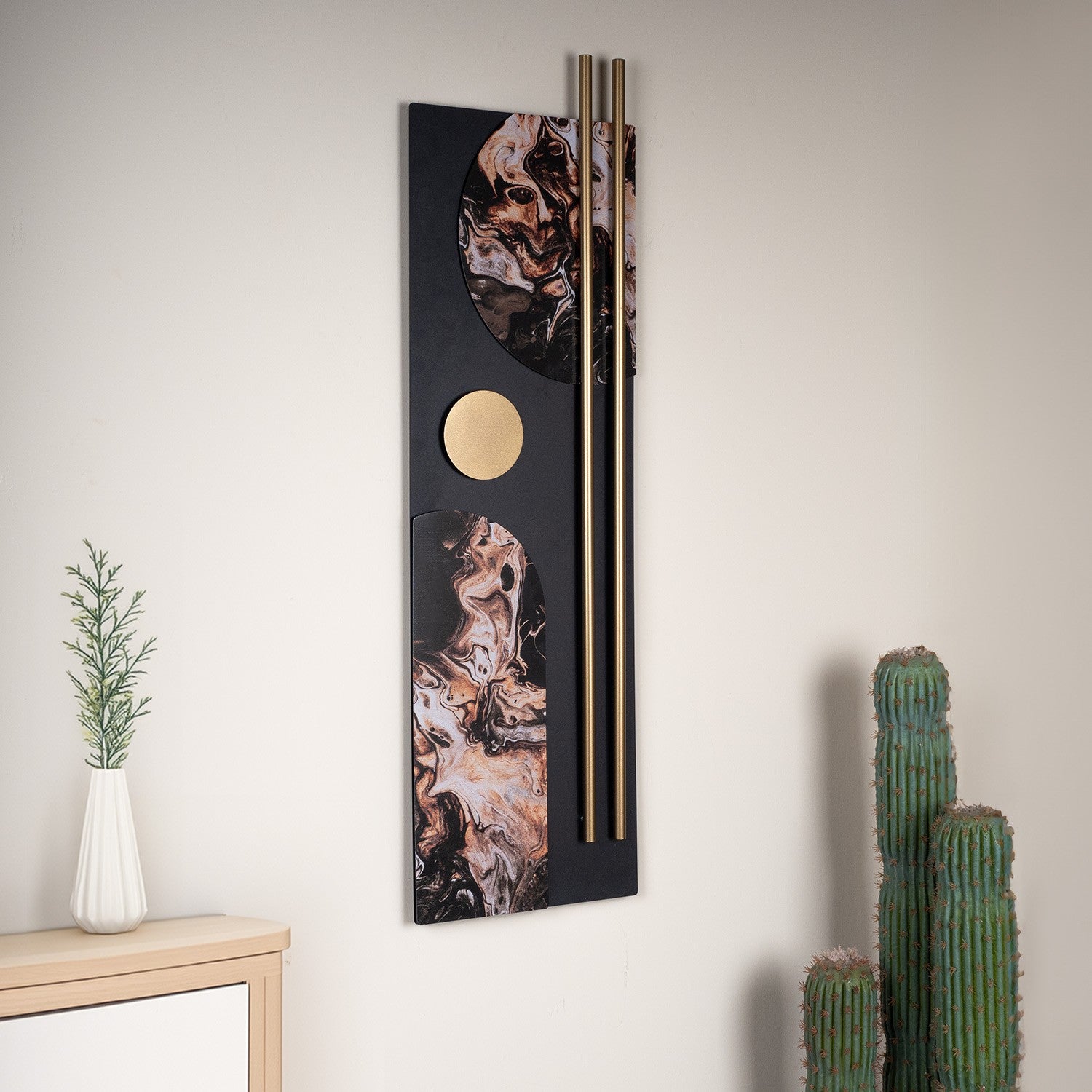 Barok APT809 Acessório Decorativo de Parede em Metal, Multicolor, Aço 100%, 31 x 104 cm