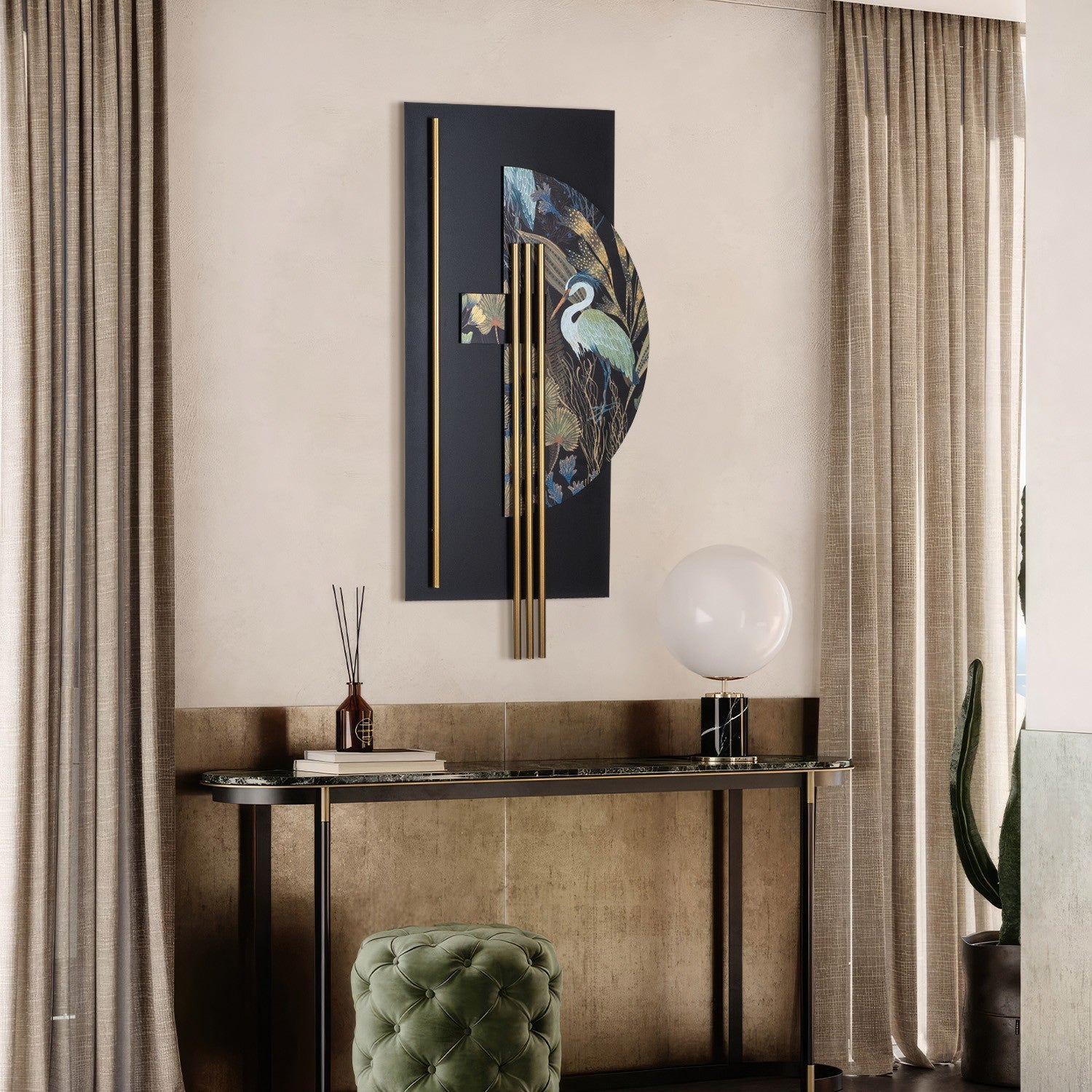 Grus APT778 — Acessório Decorativo de Parede 100% Aço (1,2 mm), Multicolor, 55 x 106 cm