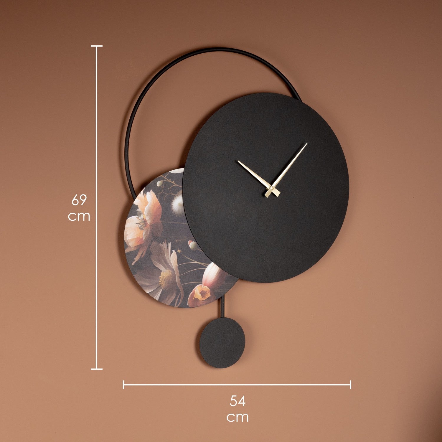 Relógio de Parede Decorativo em Metal Floransa APS145, Multicolor, 54 x 69 cm, Aço 100%