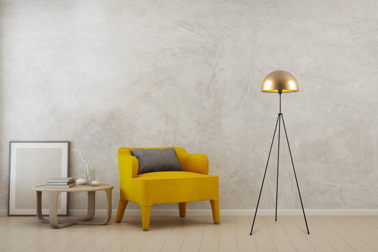 Candeeiro de Pé Glamourosa, Corpo em Metal, 50 x 50 cm, Altura: 170 cm, Dourado e Preto, E27 máx. 40 W, Cabo de 200 cm, IP20 | Iluminação Elegante para Espaços Modernos