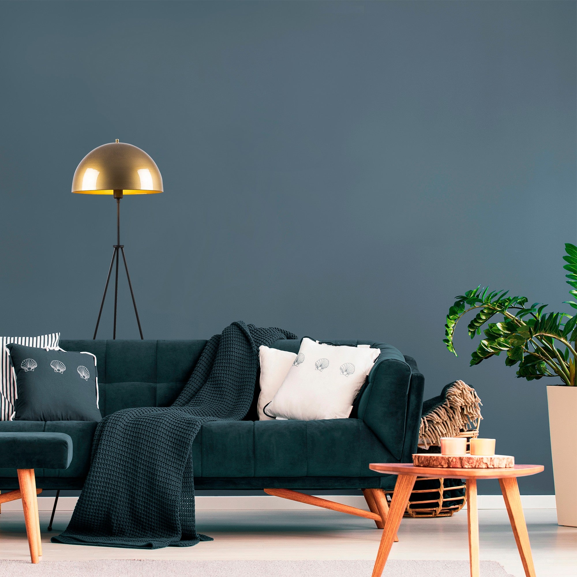 Candeeiro de Pé Glamourosa, Corpo em Metal, 50 x 50 cm, Altura: 170 cm, Dourado e Preto, E27 máx. 40 W, Cabo de 200 cm, IP20 | Iluminação Elegante para Espaços Modernos