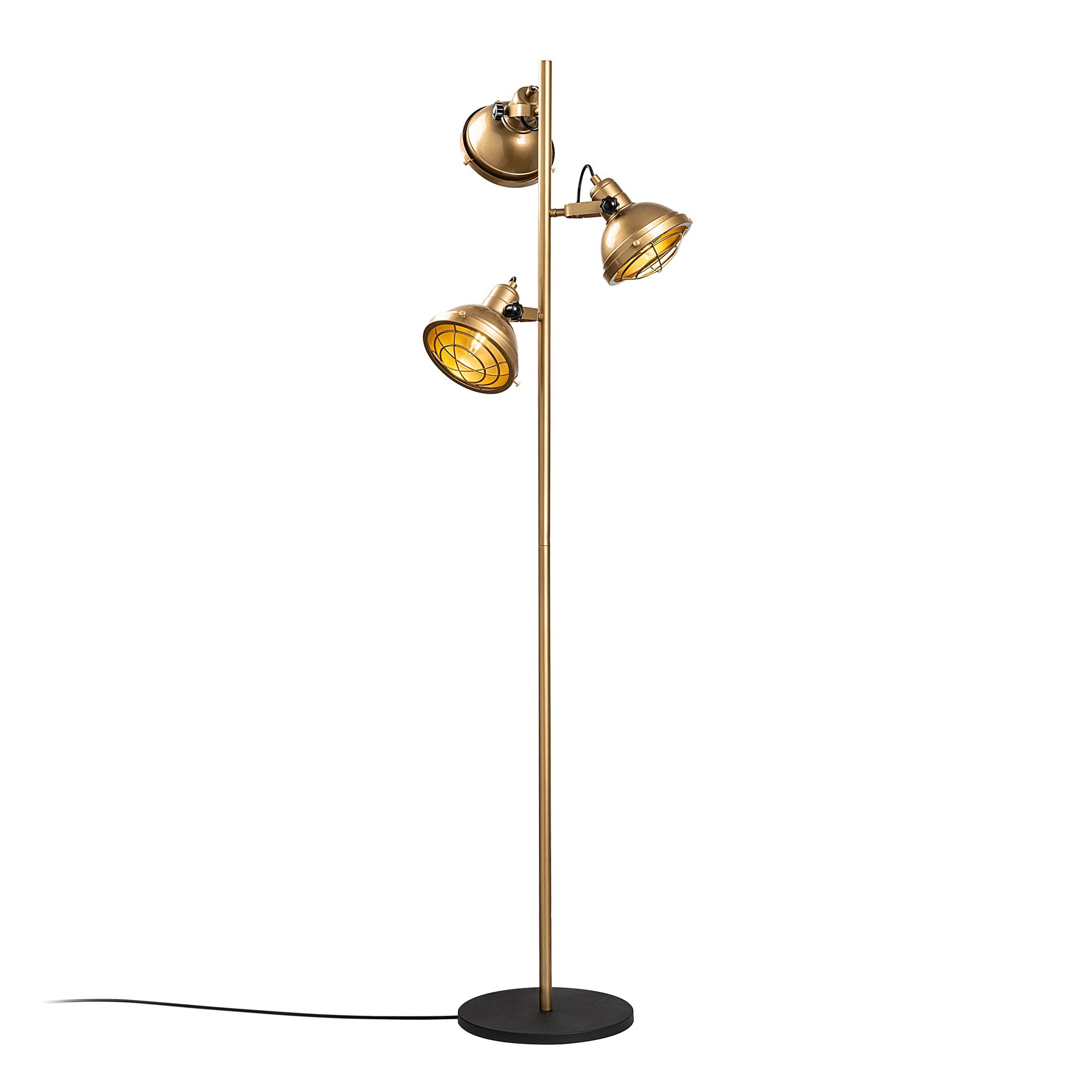Candeeiro de Pé Elegante Dourada, Corpo em Metal, 37 x 37 x 162 cm | Base Ø30, Cabo de 250 cm, Interruptor Liga/Desliga | Iluminação Elegante para Decoração Moderna, IP20