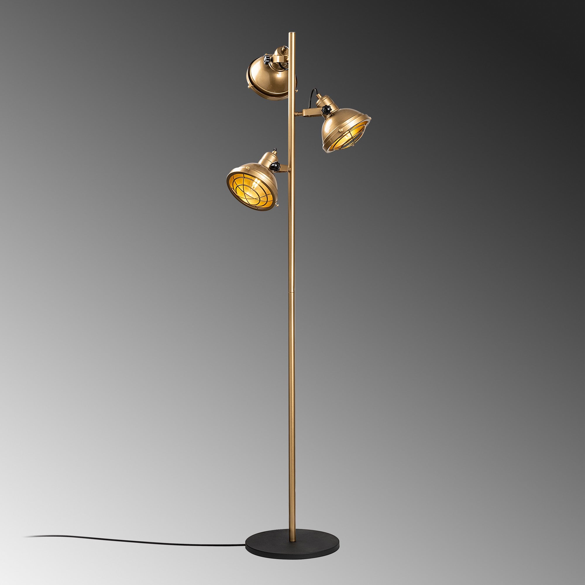 Candeeiro de Pé Elegante Dourada, Corpo em Metal, 37 x 37 x 162 cm | Base Ø30, Cabo de 250 cm, Interruptor Liga/Desliga | Iluminação Elegante para Decoração Moderna, IP20