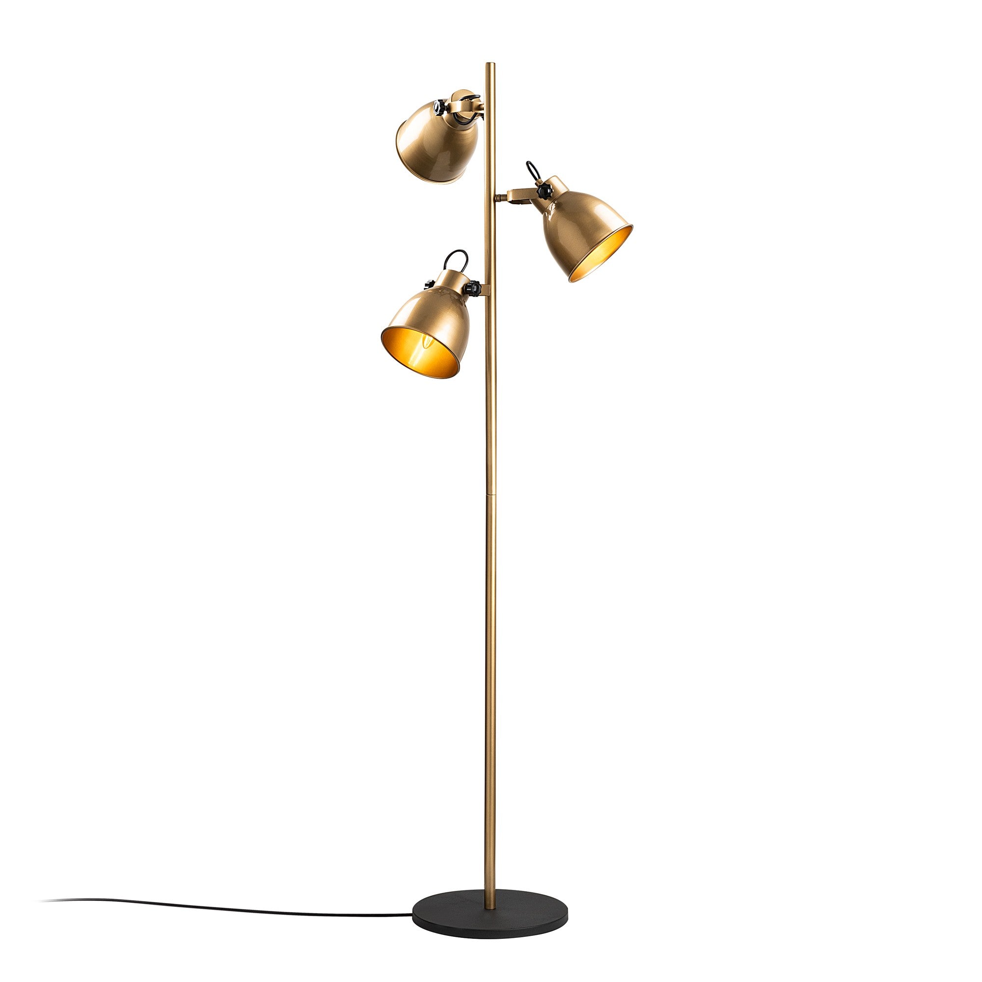 Candeeiro de Pé Elegante Dourada, Corpo em Metal, 37 x 37 x 162 cm | Abajur de Ø16 cm, Cabo de 250 cm, Interruptor Liga/Desliga | Iluminação Elegante para Decoração Moderna, IP20