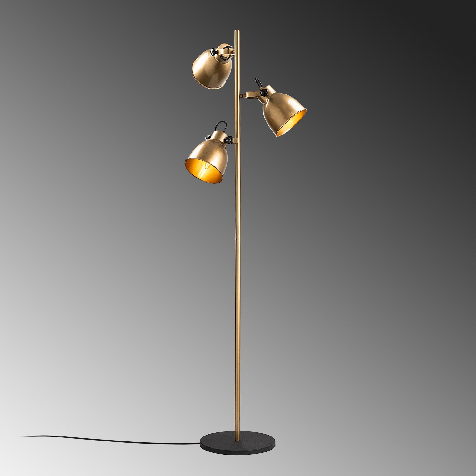 Candeeiro de Pé Elegante Dourada, Corpo em Metal, 37 x 37 x 162 cm | Abajur de Ø16 cm, Cabo de 250 cm, Interruptor Liga/Desliga | Iluminação Elegante para Decoração Moderna, IP20