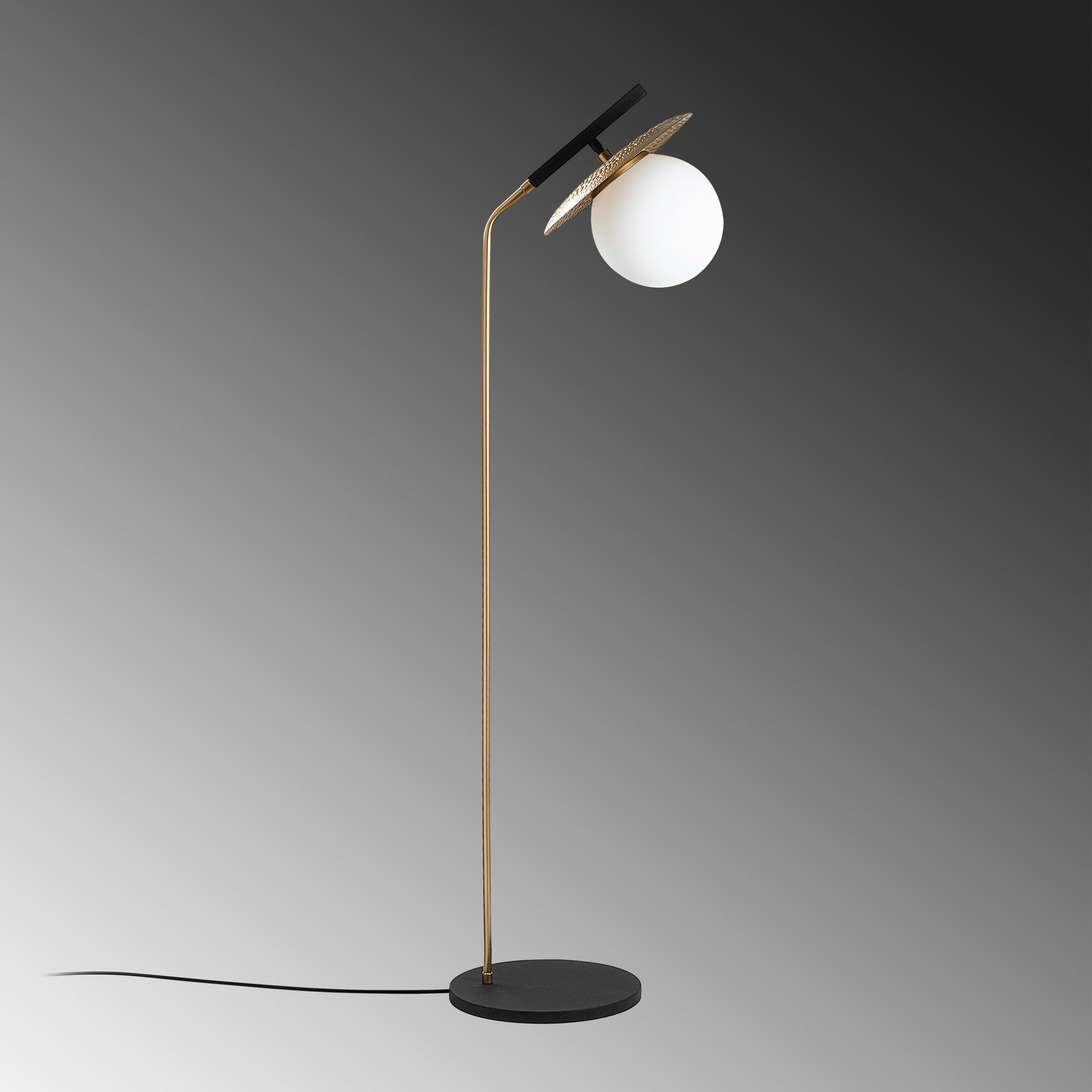 Candeeiro de Pé Elegante Dourada, Corpo de Metal, 37 x 30 x 138 cm | Abajur de Ø20 cm, Cabo de 250 cm, Interruptor Liga/Desliga | Iluminação Elegante para Decoração Moderna