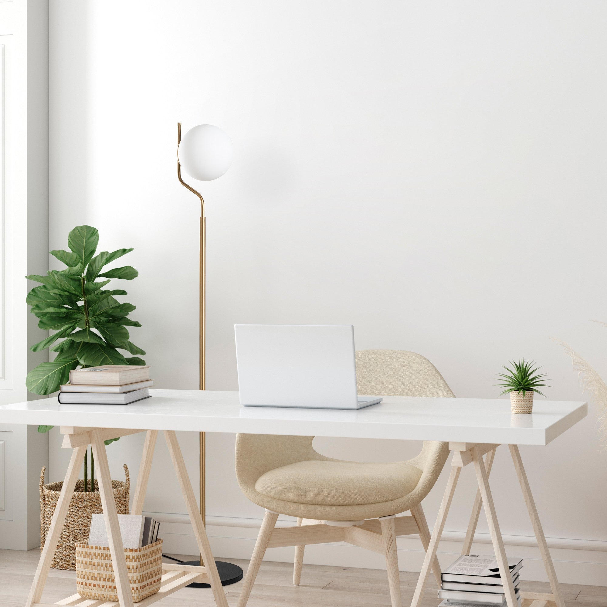 Candeeiro de Pé Elegante Dourada, Corpo de Metal, 30 x 30 x 168 cm | Base de Ø20 cm, Cabo de 250 cm, Interruptor Liga/Desliga | Iluminação Elegante para Decoração Moderna