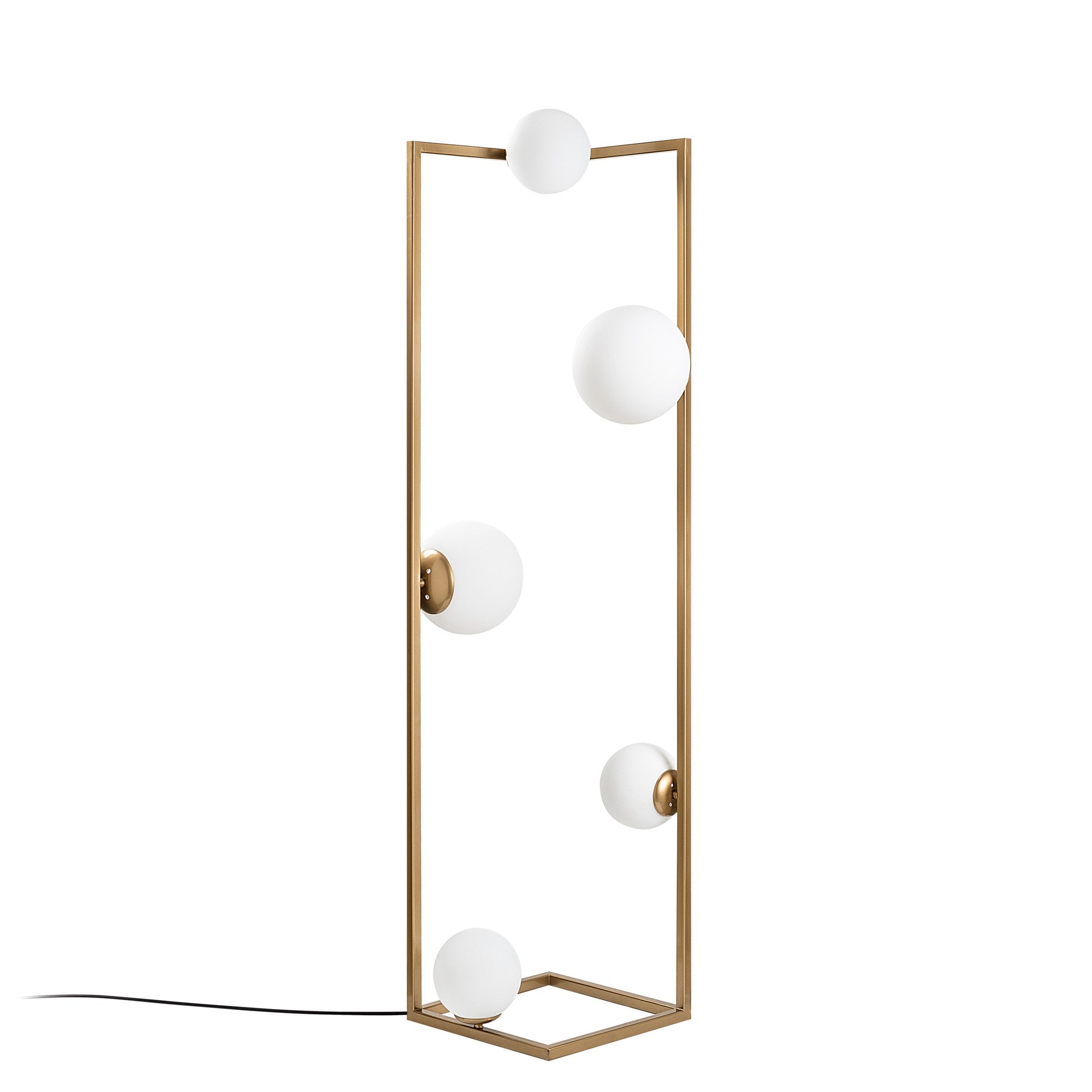 Candeeiro de Pé Elegante Dourada, Corpo em Metal, 35 x 35 x 157 cm | 2 Soquetes E27 e 3 Soquetes E14, Cabo de 250 cm, Interruptor Liga/Desliga | Iluminação Elegante para Espaços Modernos