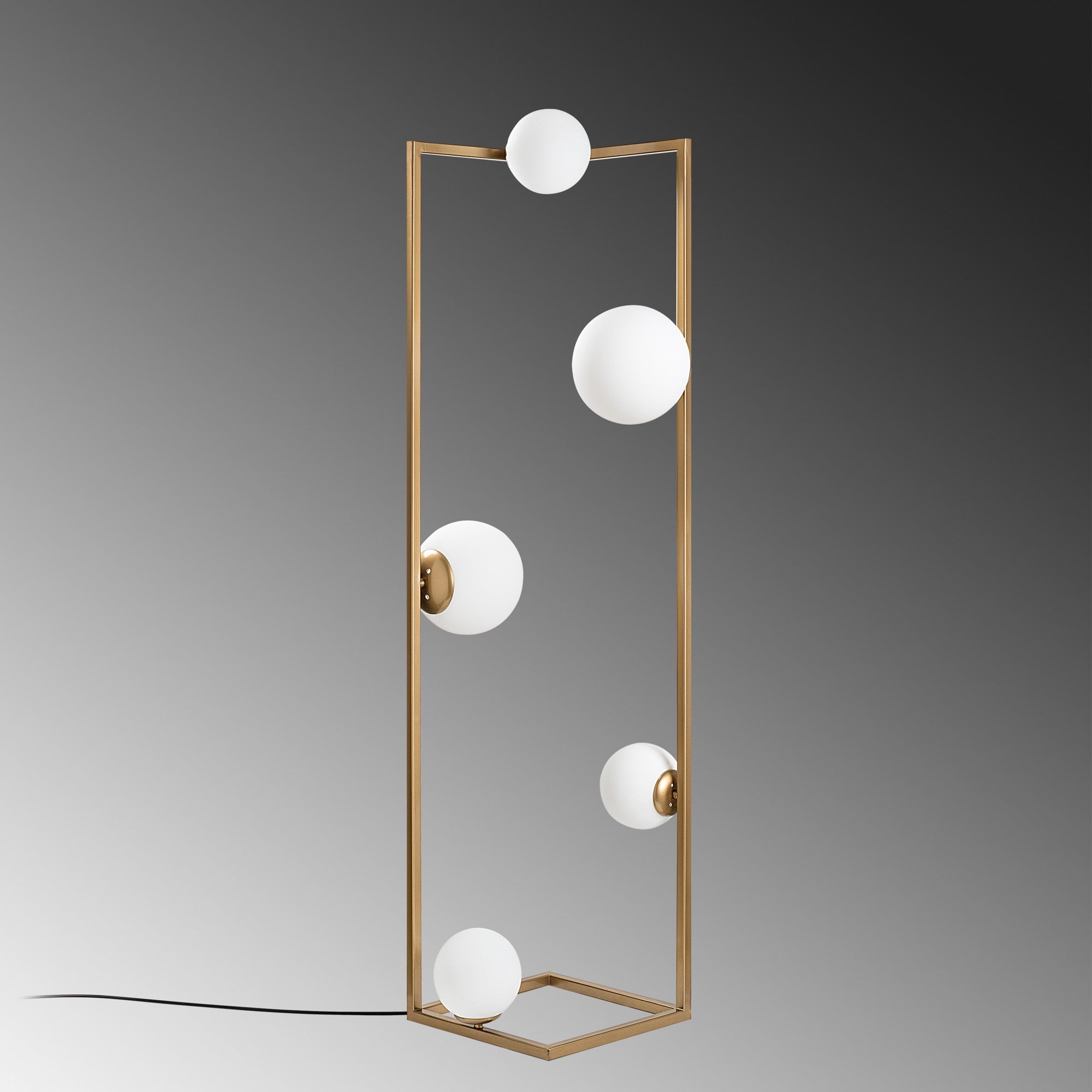 Candeeiro de Pé Elegante Dourada, Corpo em Metal, 35 x 35 x 157 cm | 2 Soquetes E27 e 3 Soquetes E14, Cabo de 250 cm, Interruptor Liga/Desliga | Iluminação Elegante para Espaços Modernos