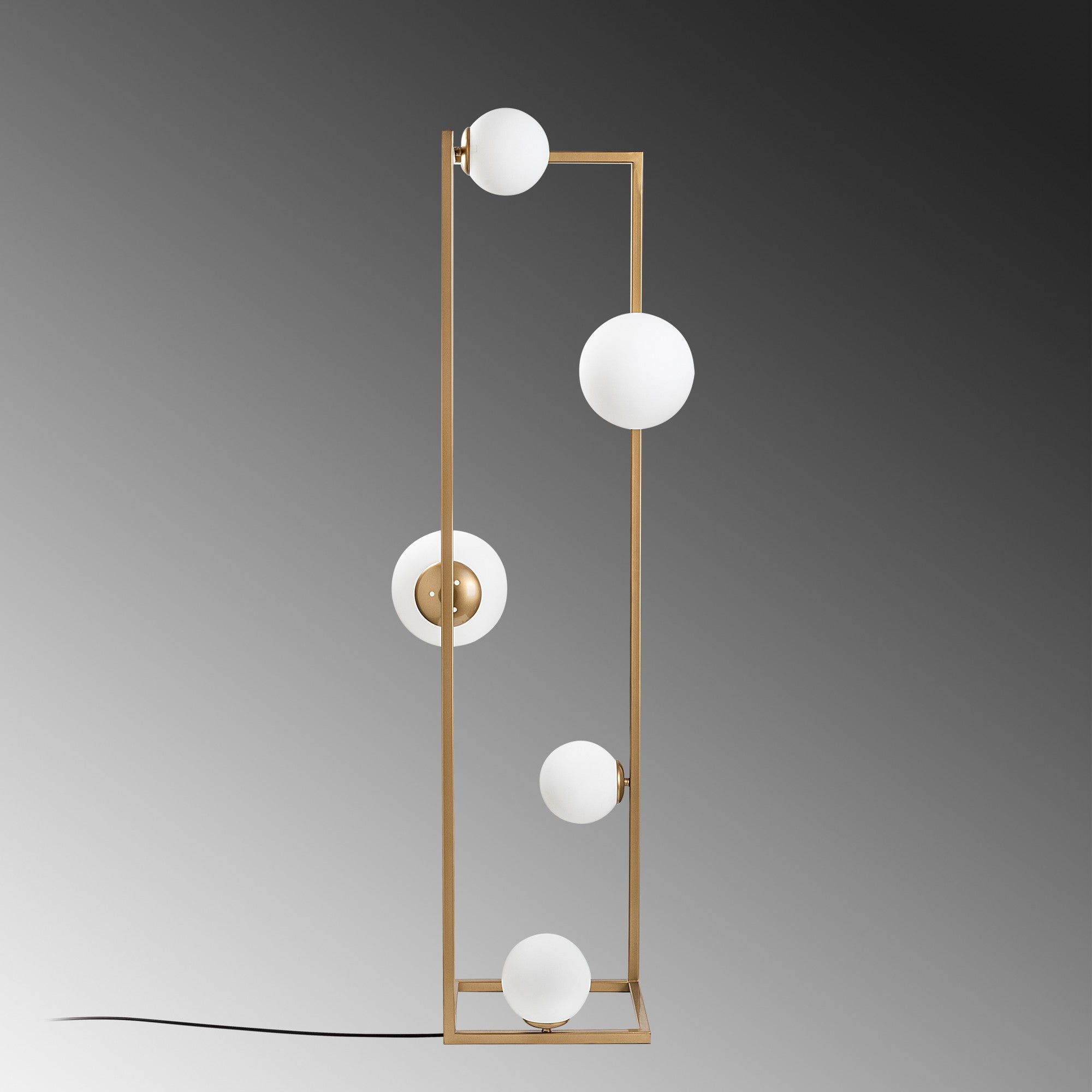 Candeeiro de Pé Elegante Dourada, Corpo em Metal, 35 x 35 x 157 cm | 2 Soquetes E27 e 3 Soquetes E14, Cabo de 250 cm, Interruptor Liga/Desliga | Iluminação Elegante para Espaços Modernos