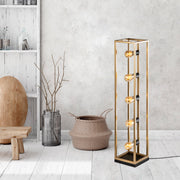 Candeeiro de Pé elegante dourada, corpo de metal, 21 x 21 x 102 cm | Cabo de 250 cm, interruptor liga/desliga | 5 x E27 máx. 40 W, iluminação elegante para espaços modernos