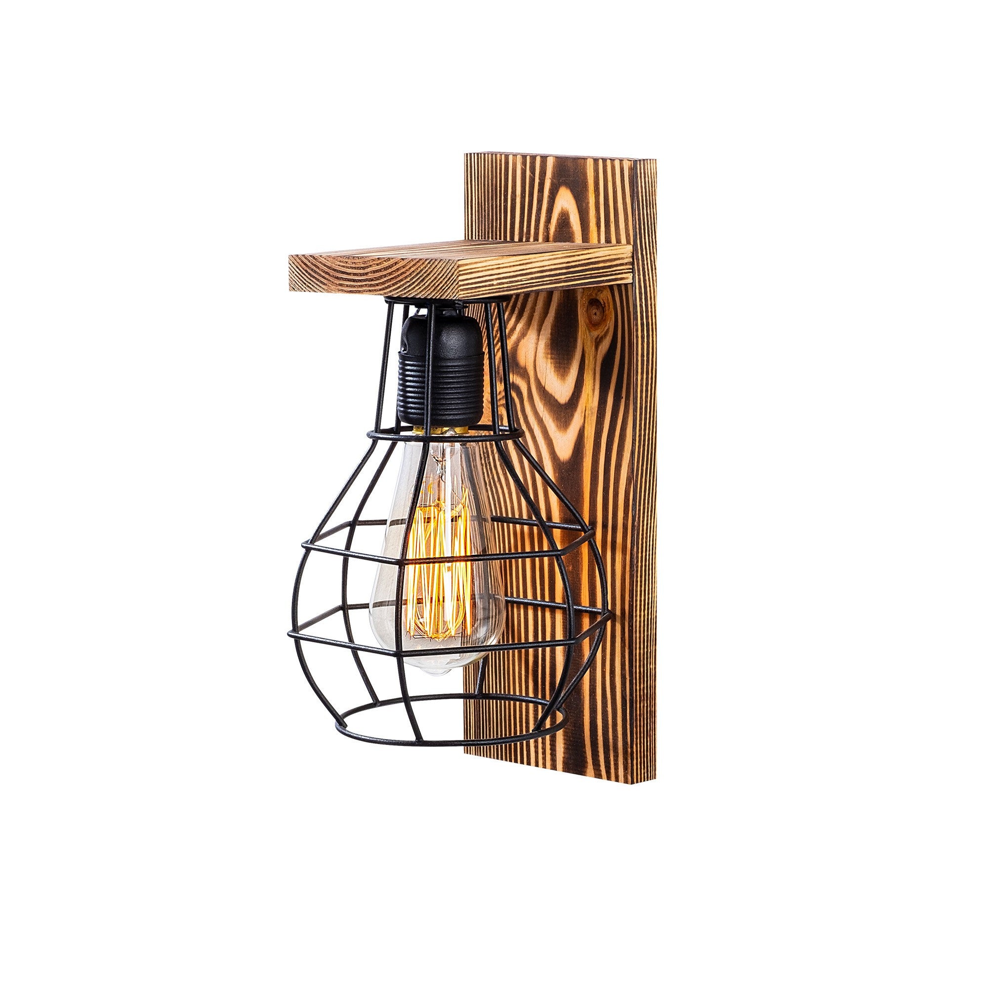 Candeeiro de Parede rústica de madeira, 16 x 16 cm, altura: 30 cm | Soquete E27, máx. 40 W | Design moderno em cor sólida, perfeita para decoração e ambientação de casa