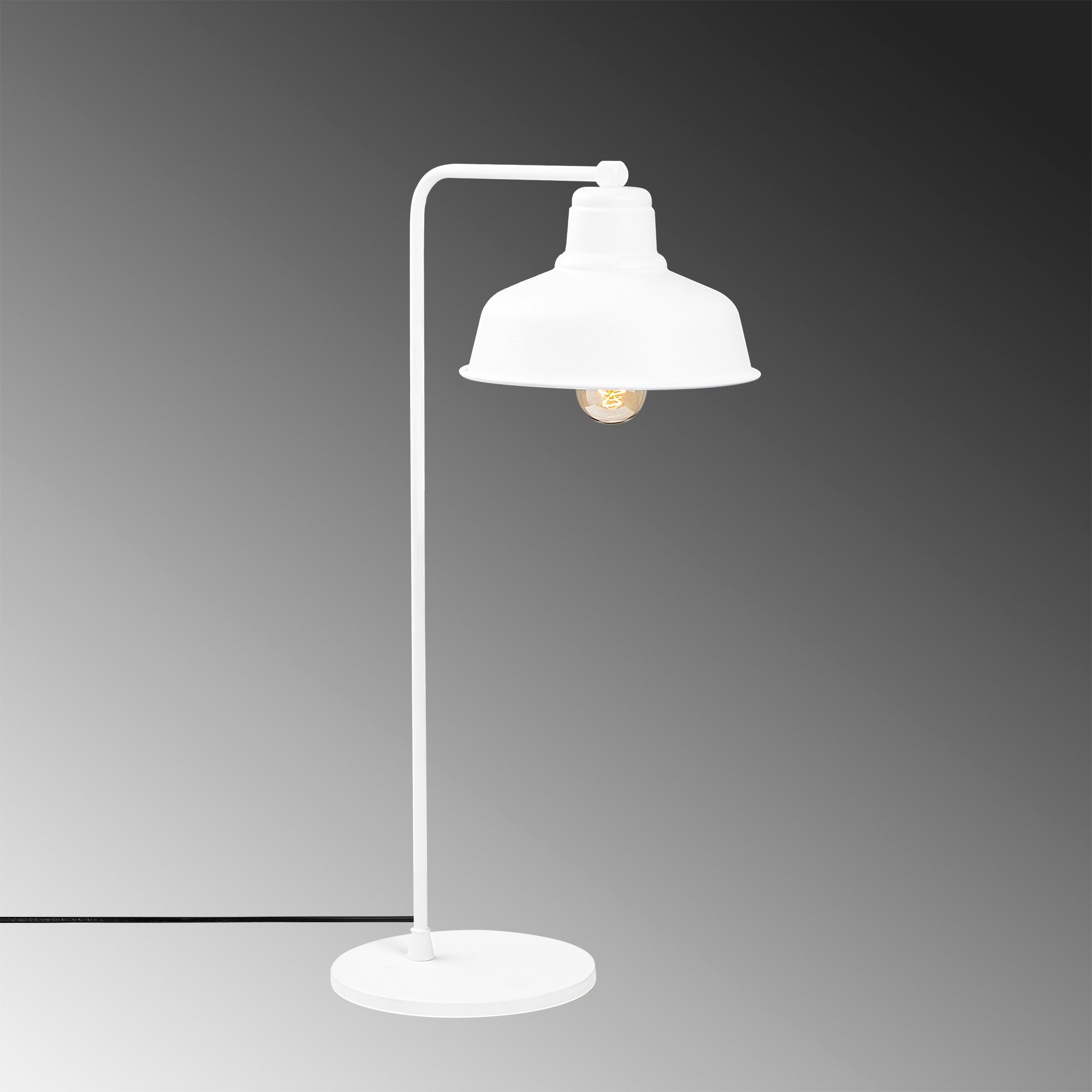Candeeiro de Mesa estilo escandinavo, corpo de metal branco, 19 x 30 cm, altura 55 cm, soquete E27 máx. 40 W, design elegante para decoração moderna de casa