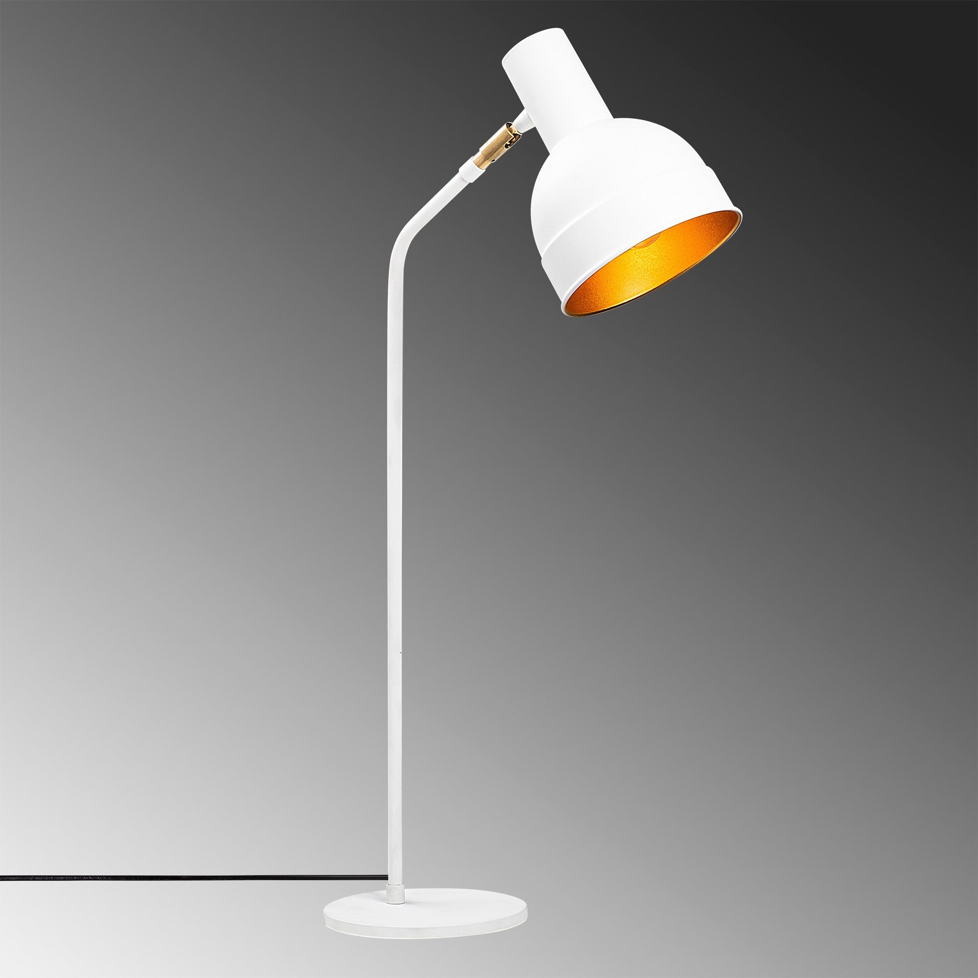 Candeeiro de Mesa Escandinava, Corpo em Metal Branco, 17 x 37 cm, Altura 76 cm, E27 Máx. 40 W, IP20 | Iluminação Elegante e Funcional para Espaços Modernos