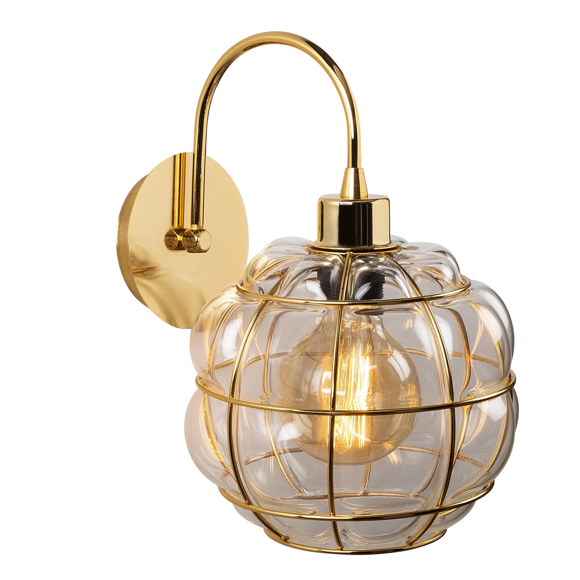 Candeeiro de Parede dourada glamorosa, corpo de metal, 23 x 27 cm, altura: 30 cm, soquete E27, potência máxima de 40 W, design elegante para hotéis e espaços modernos, classificação IP20