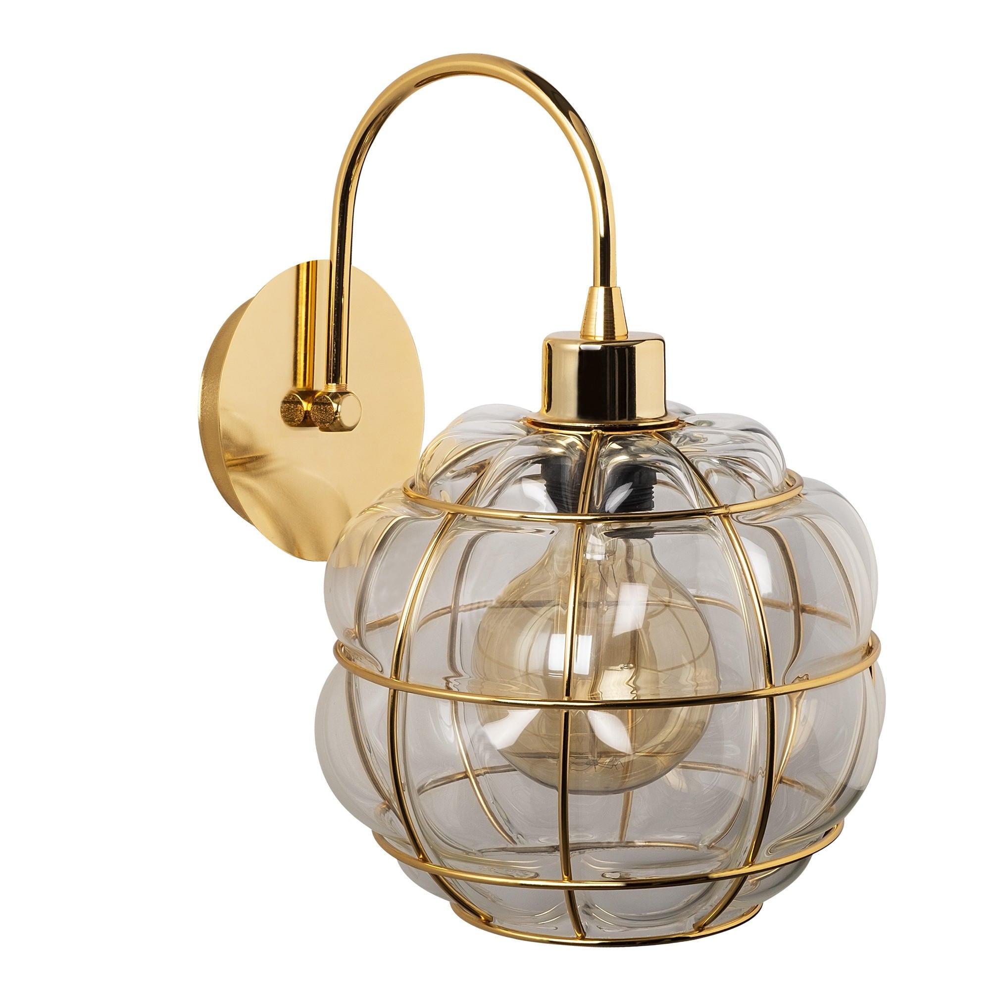 Candeeiro de Parede dourada glamorosa, corpo de metal, 23 x 27 cm, altura: 30 cm, soquete E27, potência máxima de 40 W, design elegante para hotéis e espaços modernos, classificação IP20